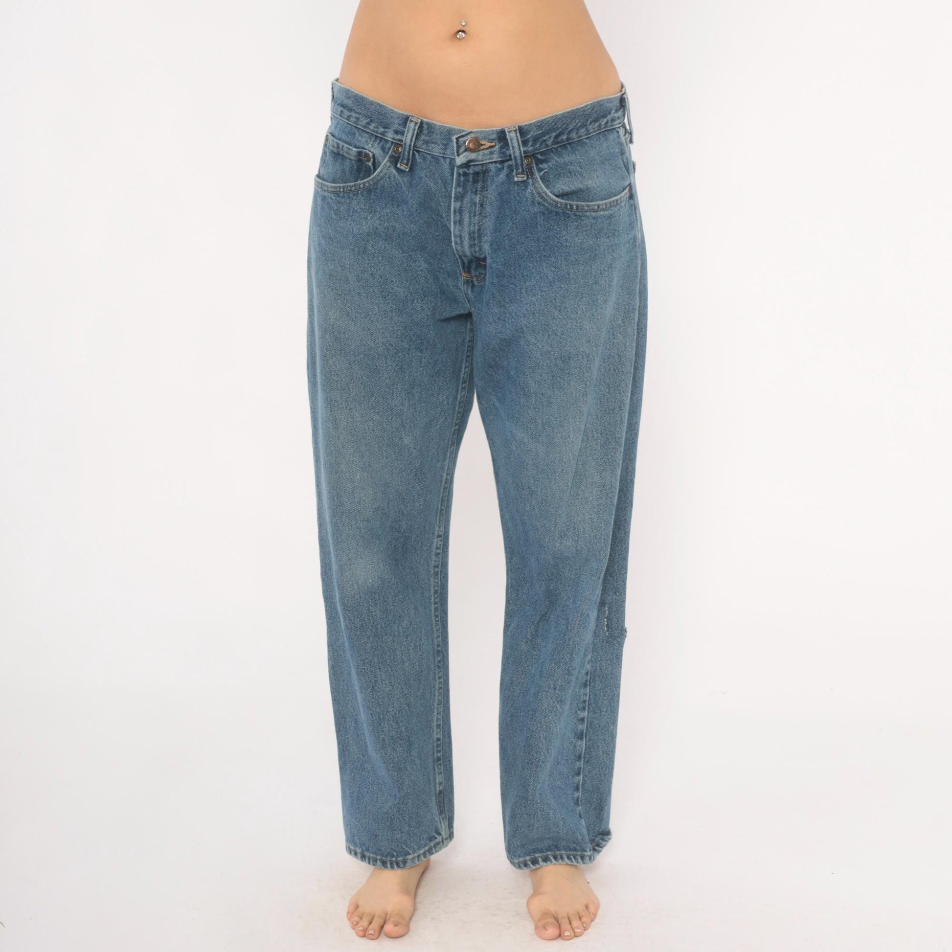 Wrangler Straight Leg Jeans 2000s Medium Wash Distressed Denim 33x30