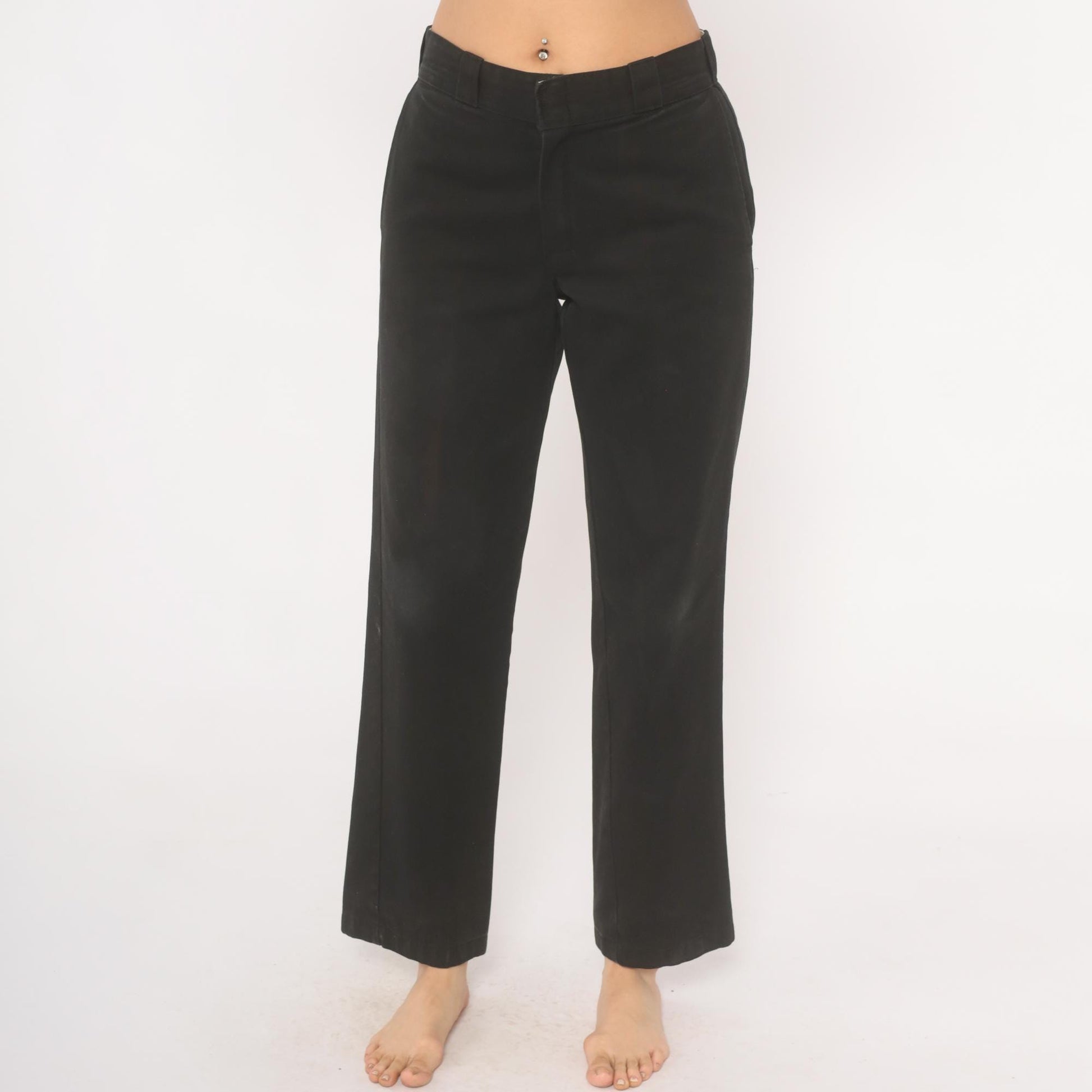 2000s Dickies Black Straight Leg Work Pants Low Rise Cotton Small S