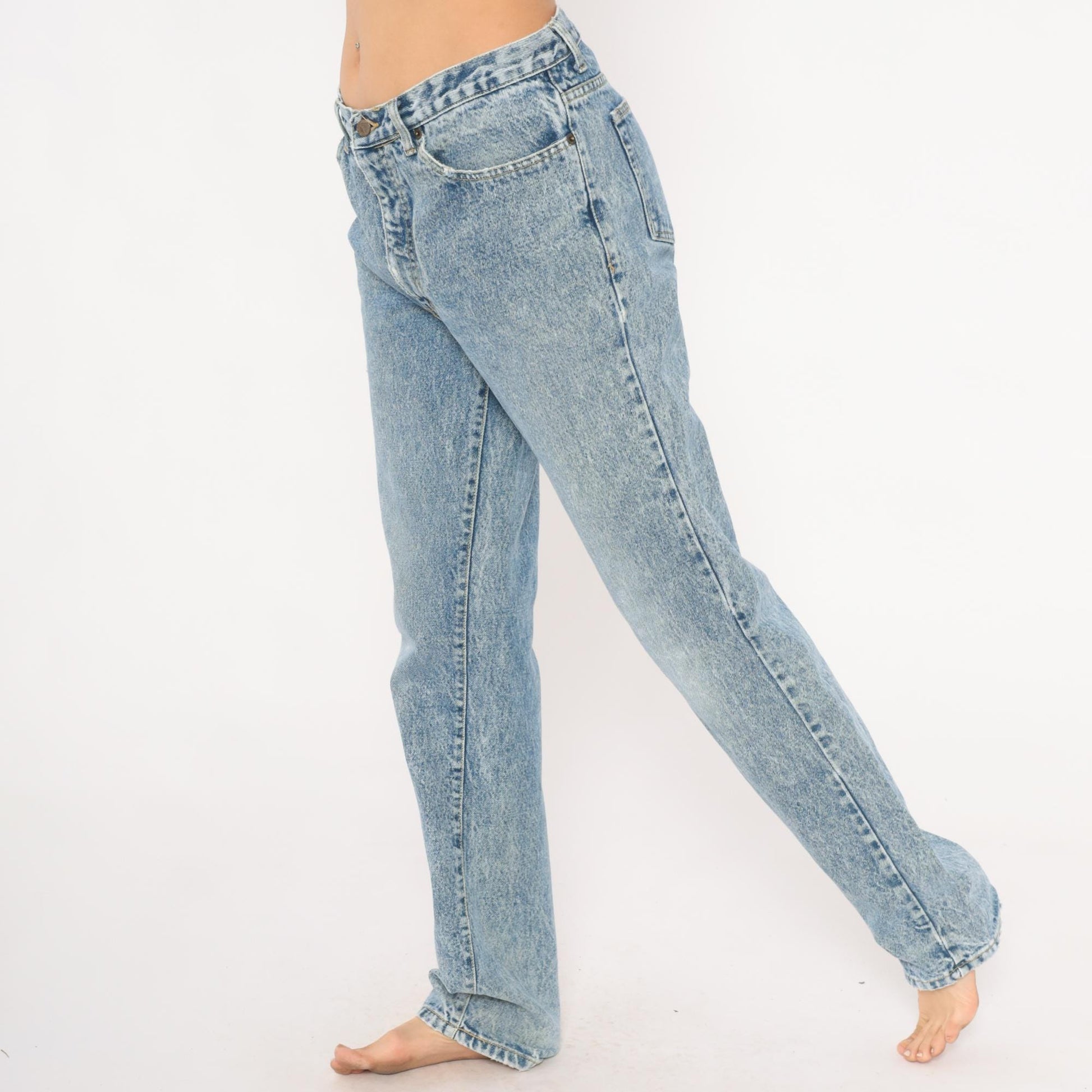 90s Georges Marciano Guess Acid Wash High Waisted Mom Jeans Blue 34