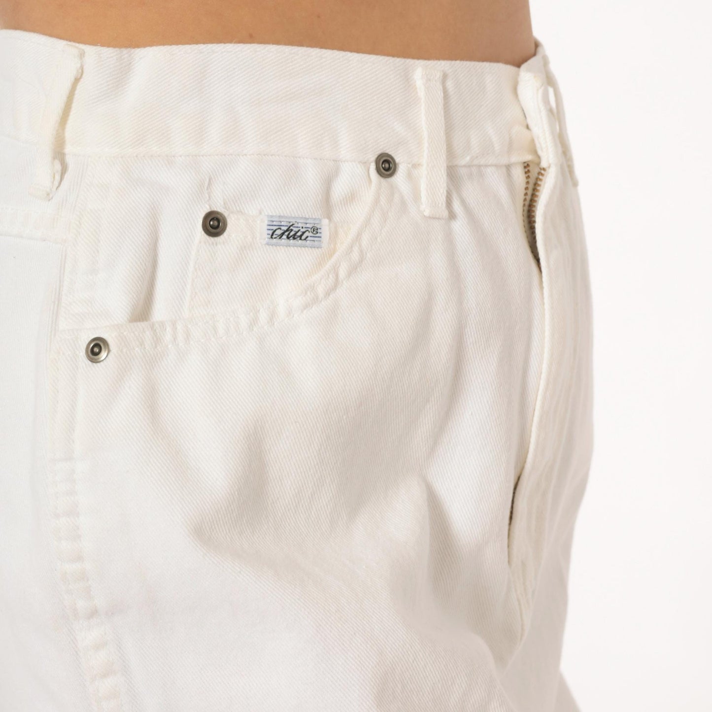 90s Chic White Denim Pencil Skirt High Waisted Mini Cotton Medium M