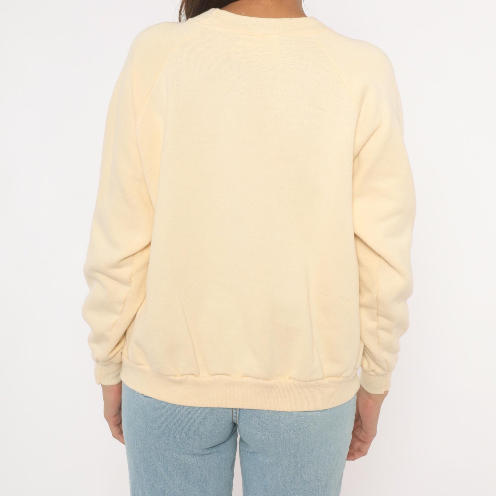 90s Hanes Her Way Christmas Angel Sweatshirt Cream Raglan Graphic Large L