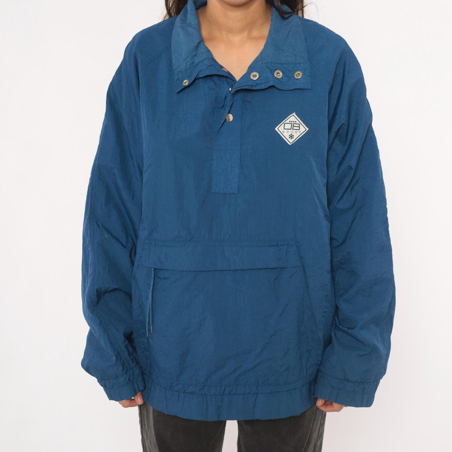 90s Drummer Boy Collection Blue Nylon Anorak Pullover Windbreaker Extra Large XL
