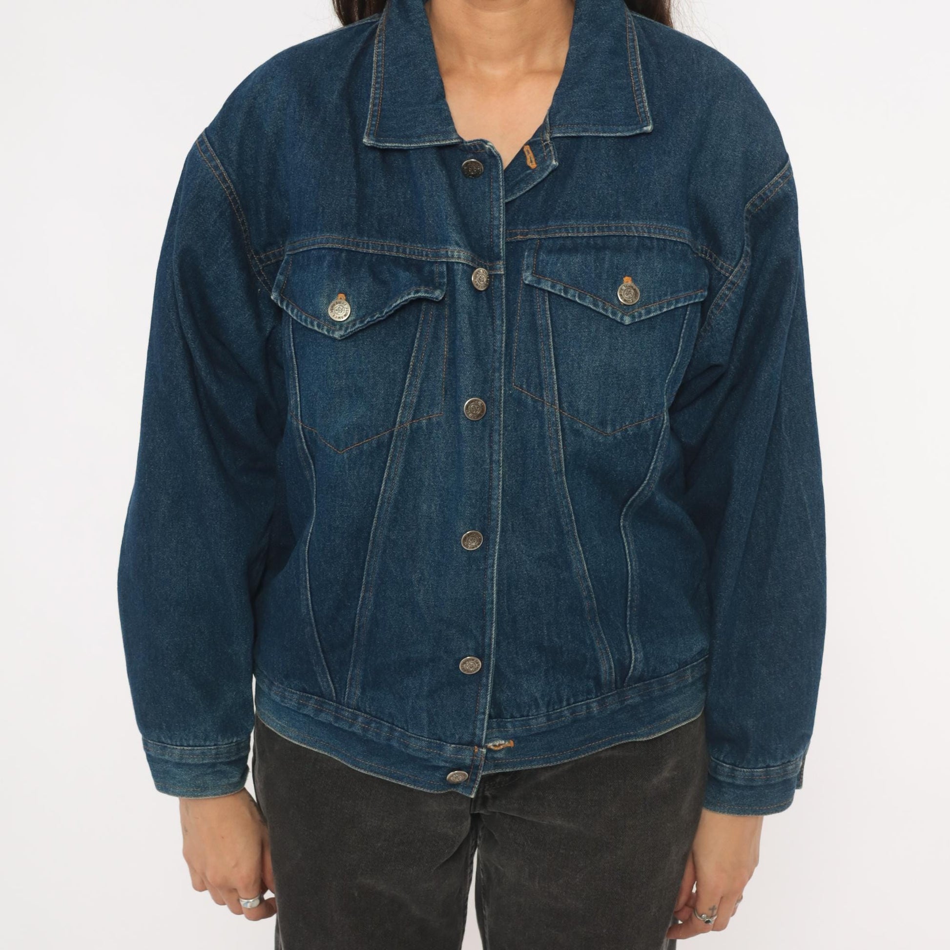 80s Jeff des Designs Dark Wash Denim Jacket Flannel Lined Western Yoke Small