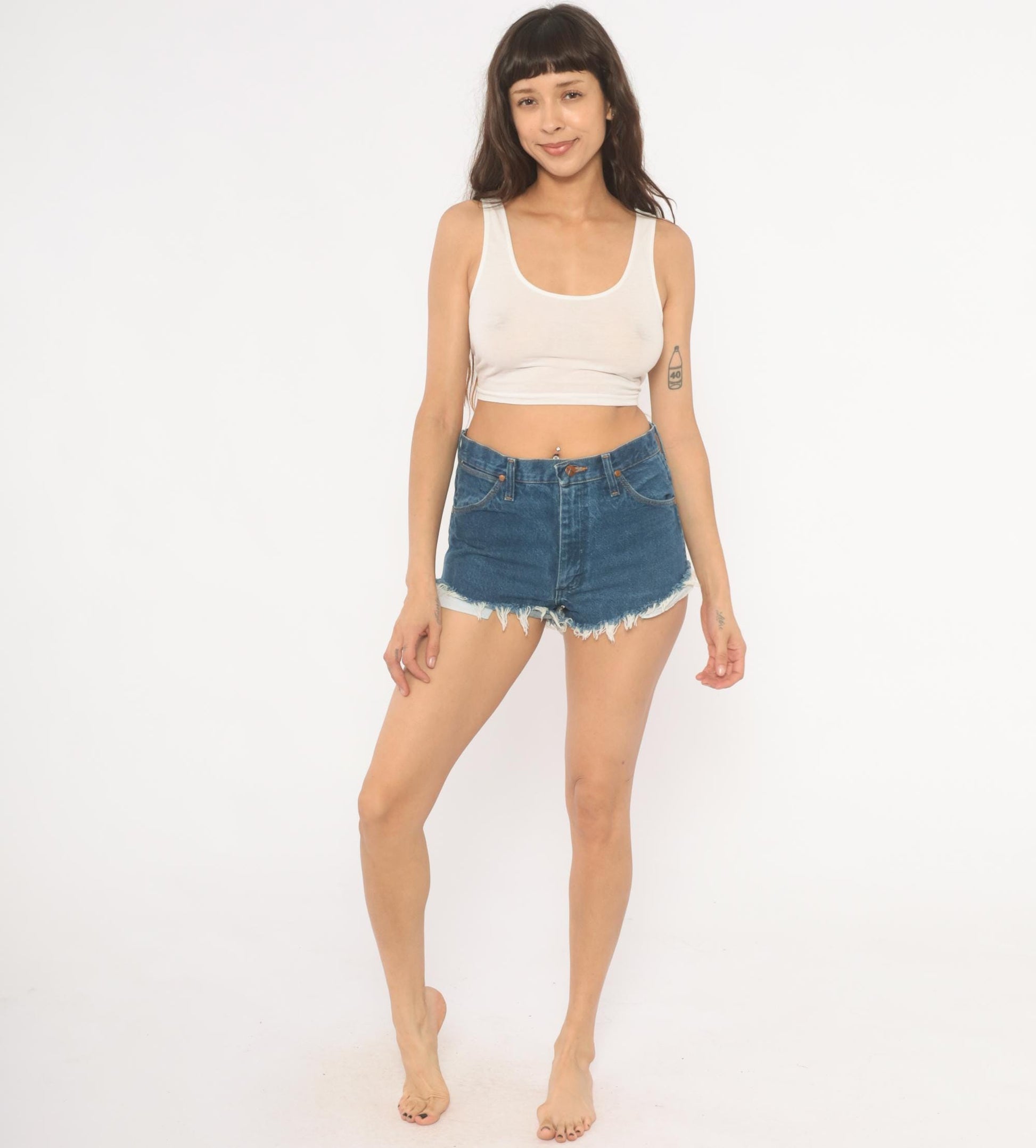 90s Wrangler Cutoff Denim Shorts High Waisted Blue Cotton Frayed Small S