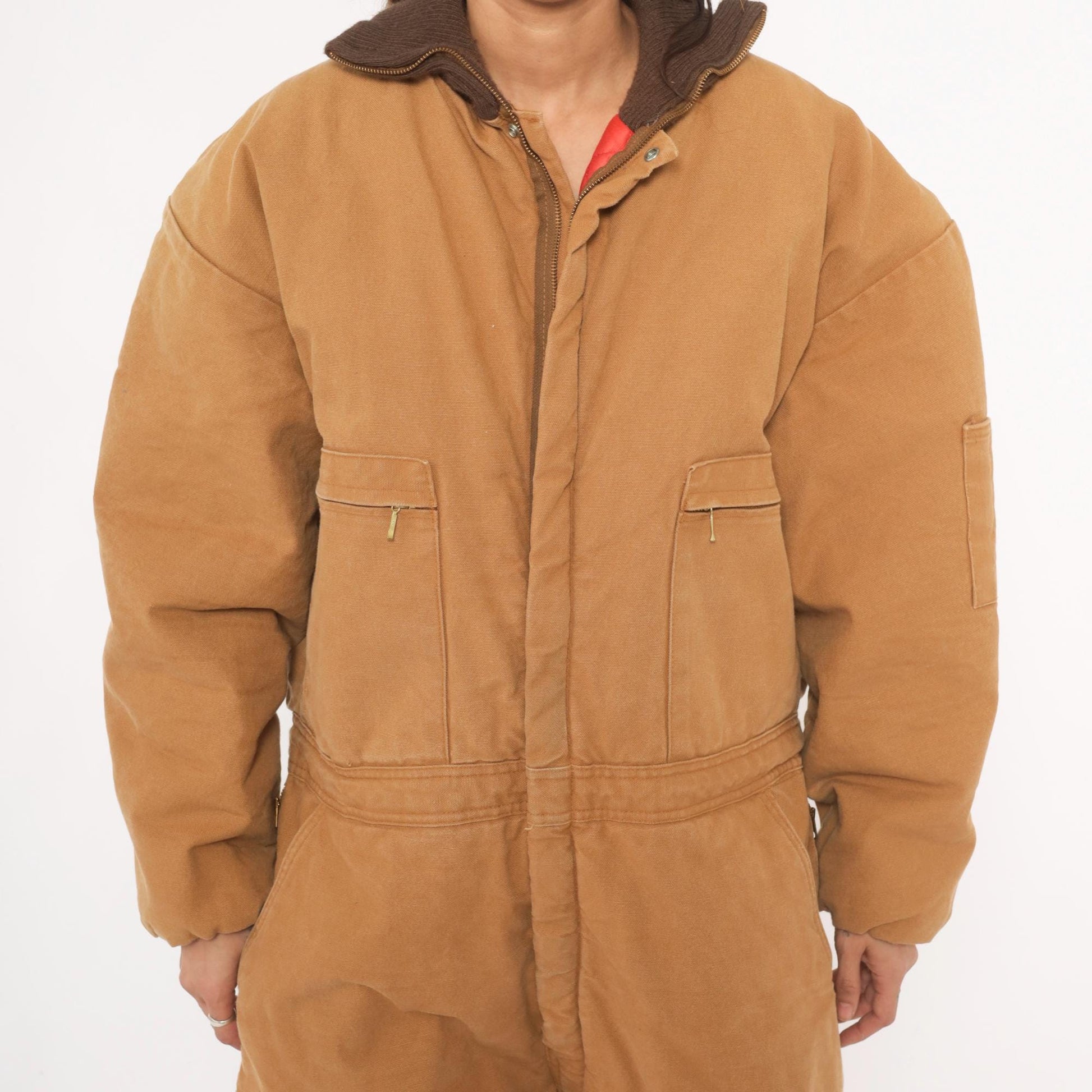90s Wear Guard Duck Canvas Coveralls Tan Quilted Lined Workwear Extra Large XL
