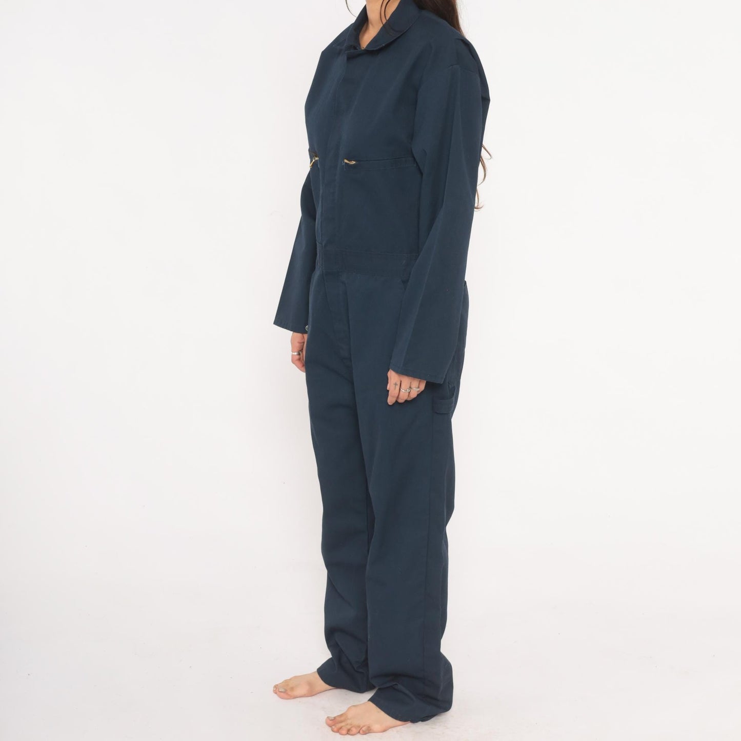 80s Key Navy Coveralls Zip Front Mechanic Jumpsuit Medium 40