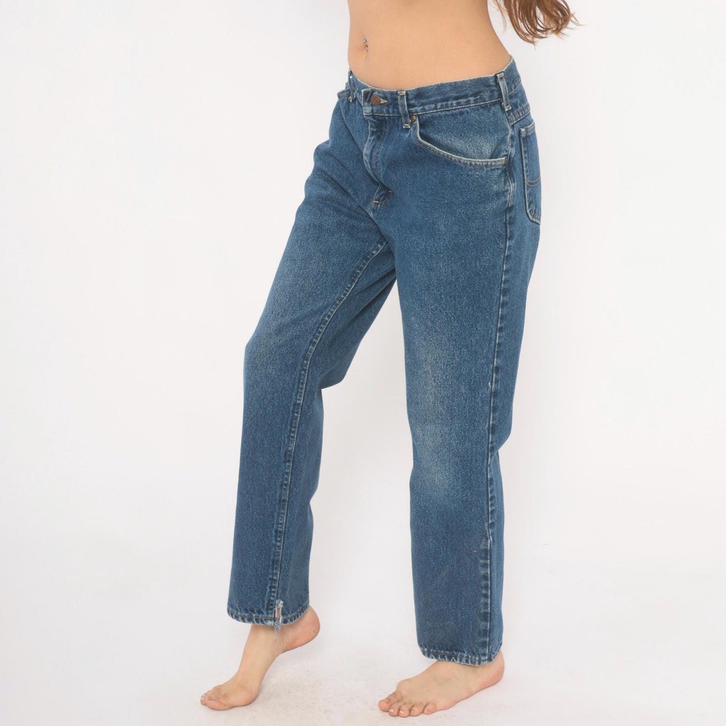 90s Lee Mom Jeans Stonewash Blue Denim Straight Leg Mid Rise Medium 33