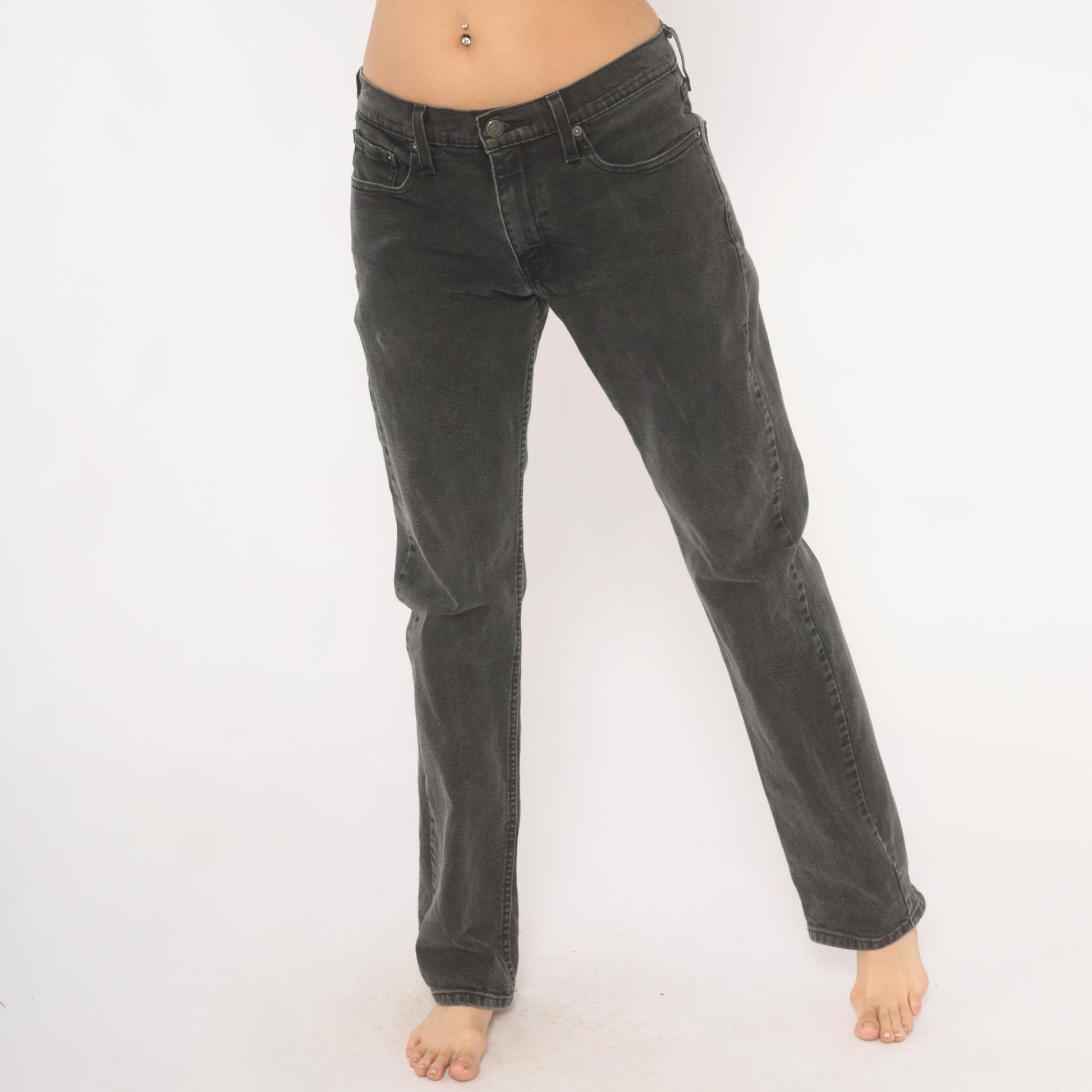 Levi's 514 Straight Leg Jeans Faded Black Charcoal Wash Denim W32 L34