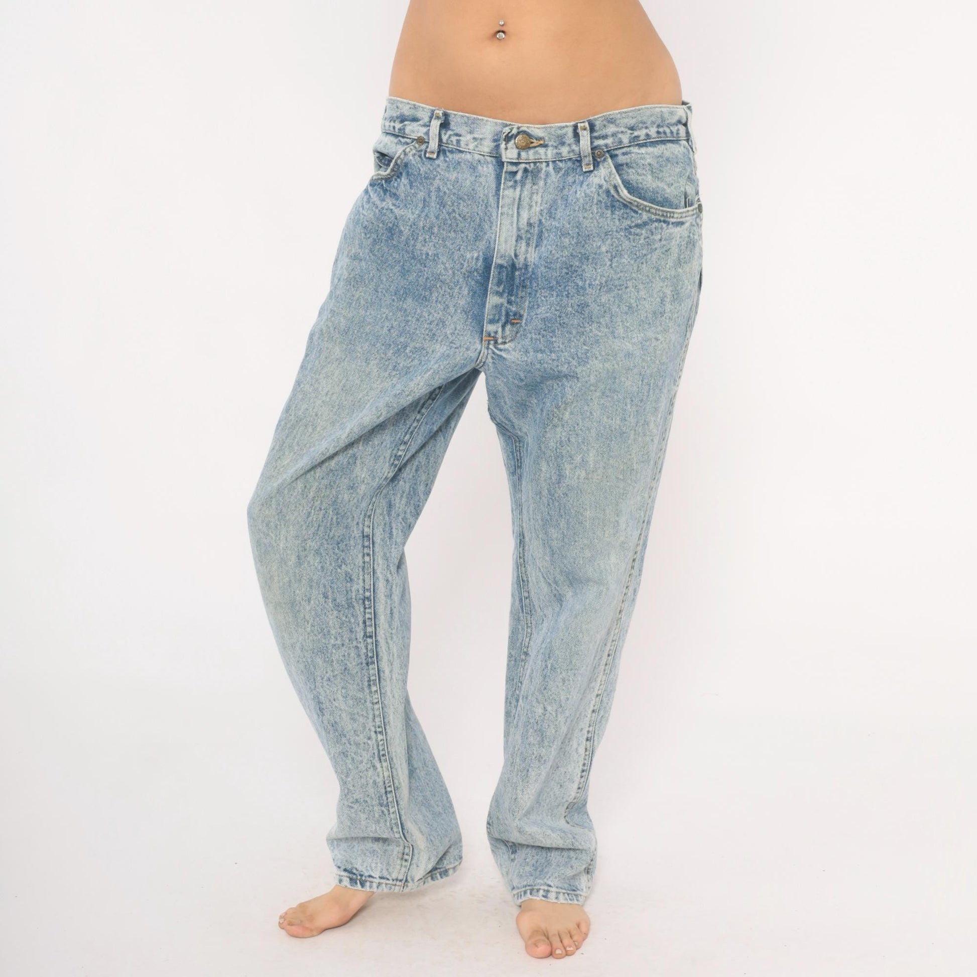 90s Lee Acid Wash Jeans Straight Leg Light Blue Stone Washed 38x32