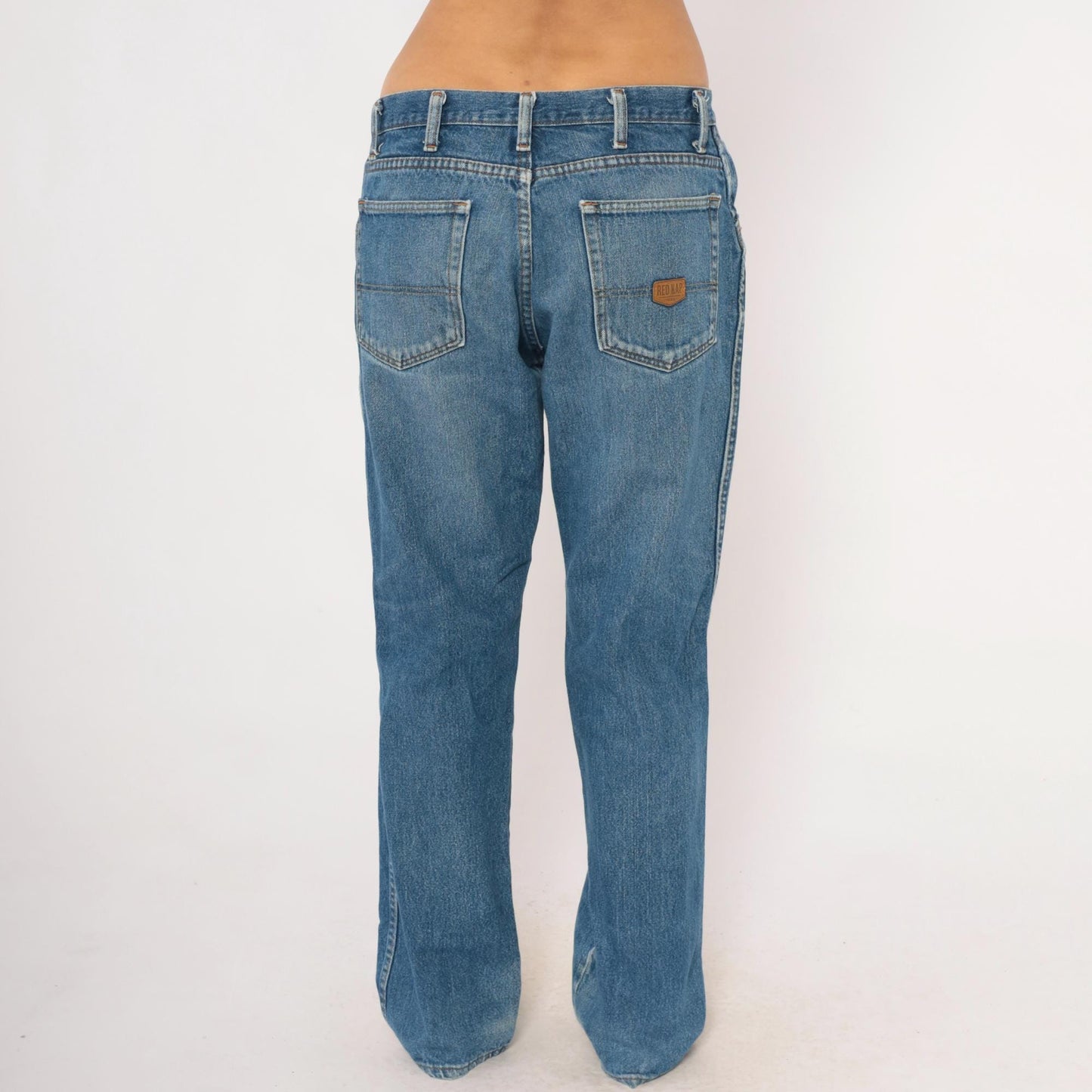 Red Kap Workwear Jeans 2000s Distressed Denim Straight Leg Blue Faded Wash Medium