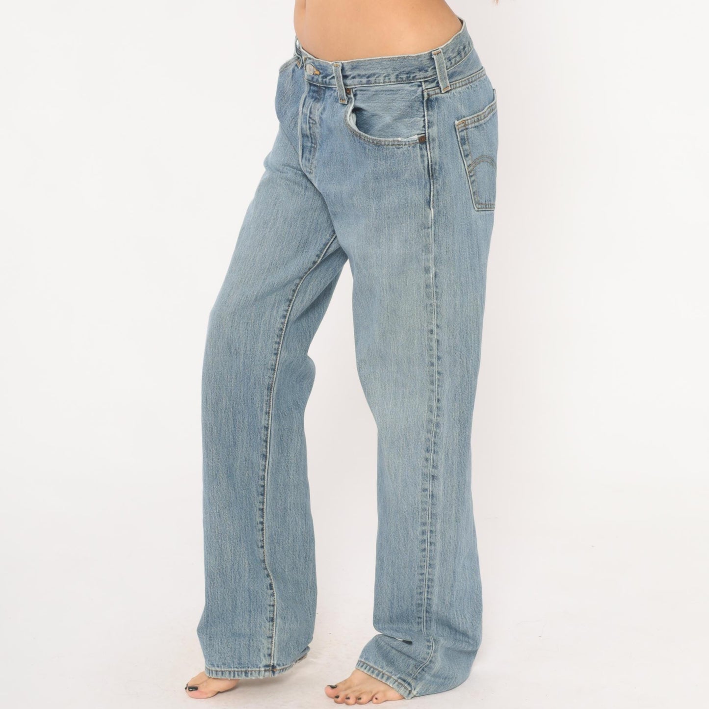 Levi's 501 Light Wash Straight Leg Jeans Button Fly 2000s Extra Large XL