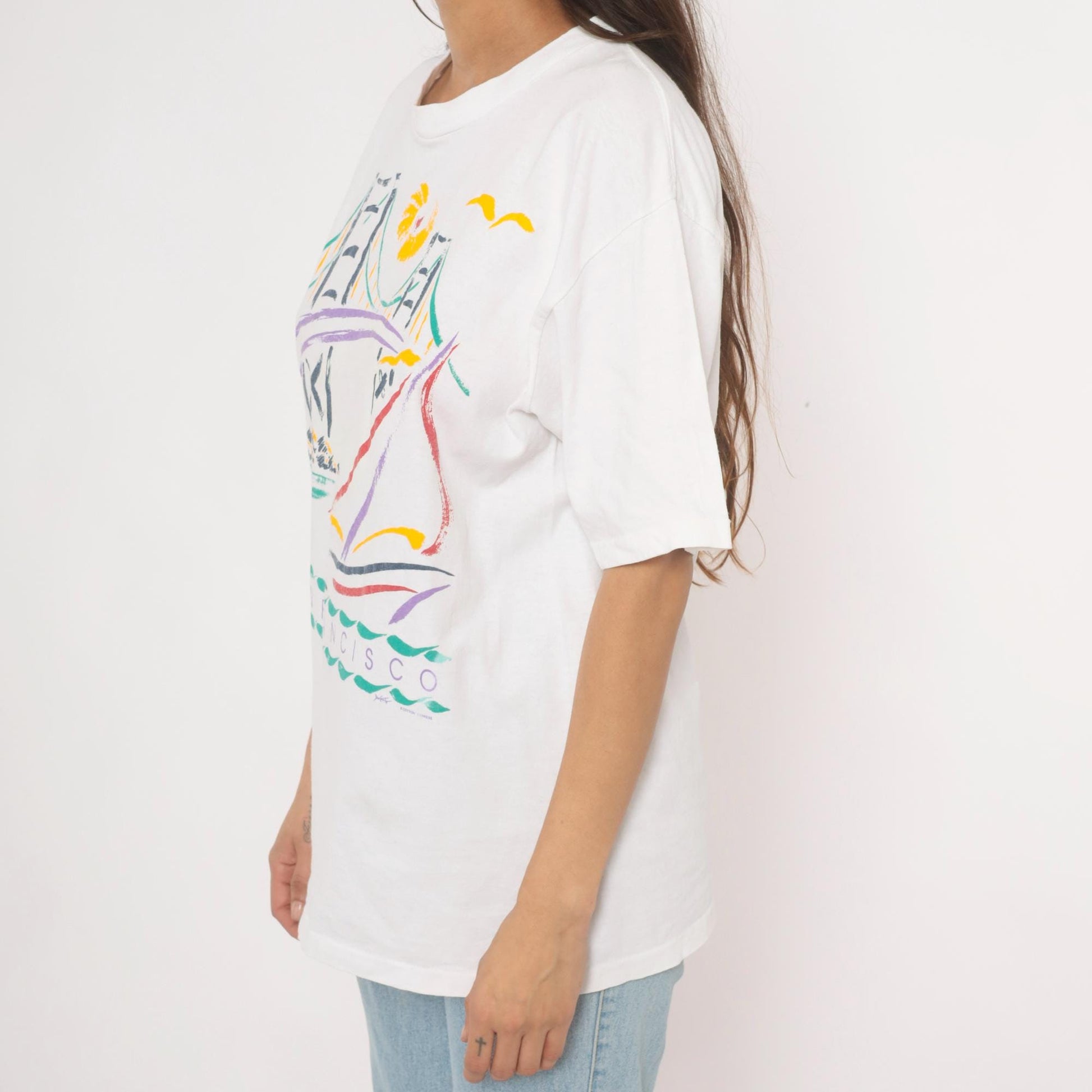 90s San Francisco Golden Gate Bridge Graphic Tee Cotton Unisex Large