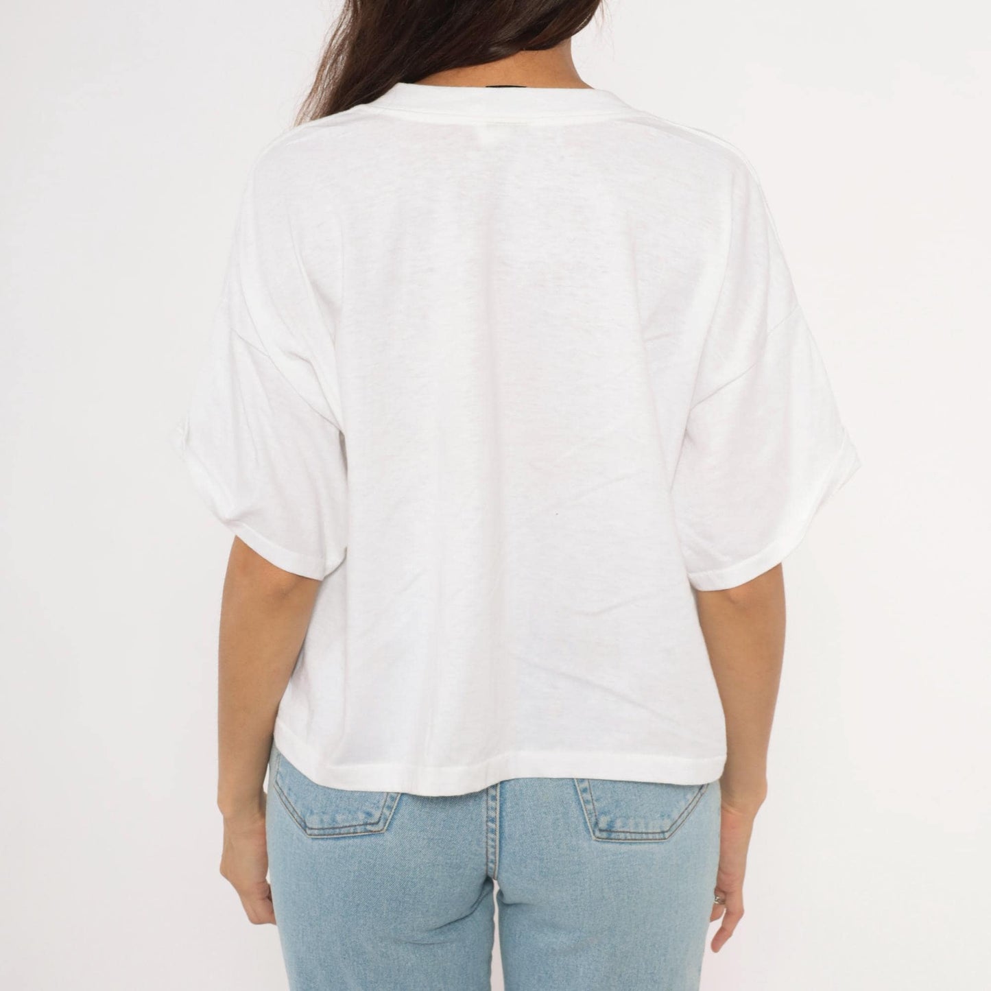 90s Ocean East Sportswear Sailboat Graphic Crop Tee White Purple One Size