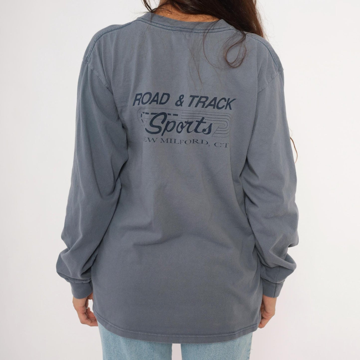 90s Anvil Polar Bear Run Graphic Tee Grey Cotton Long Sleeve Large L