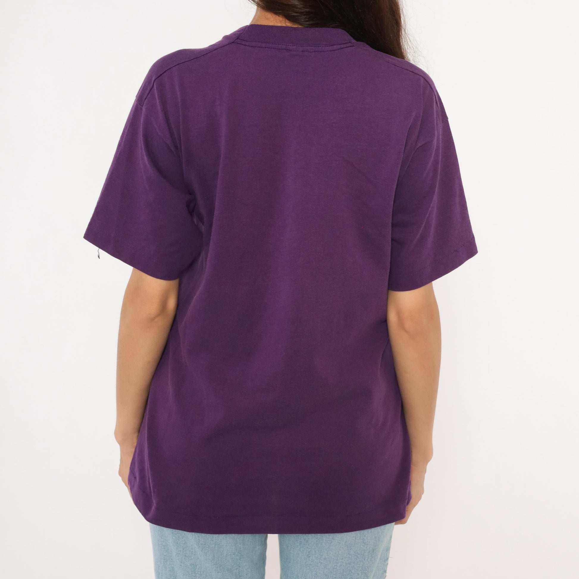 90s Girl Scout Camp Cedarledge Graphic Tee Purple Hiking Print Large L