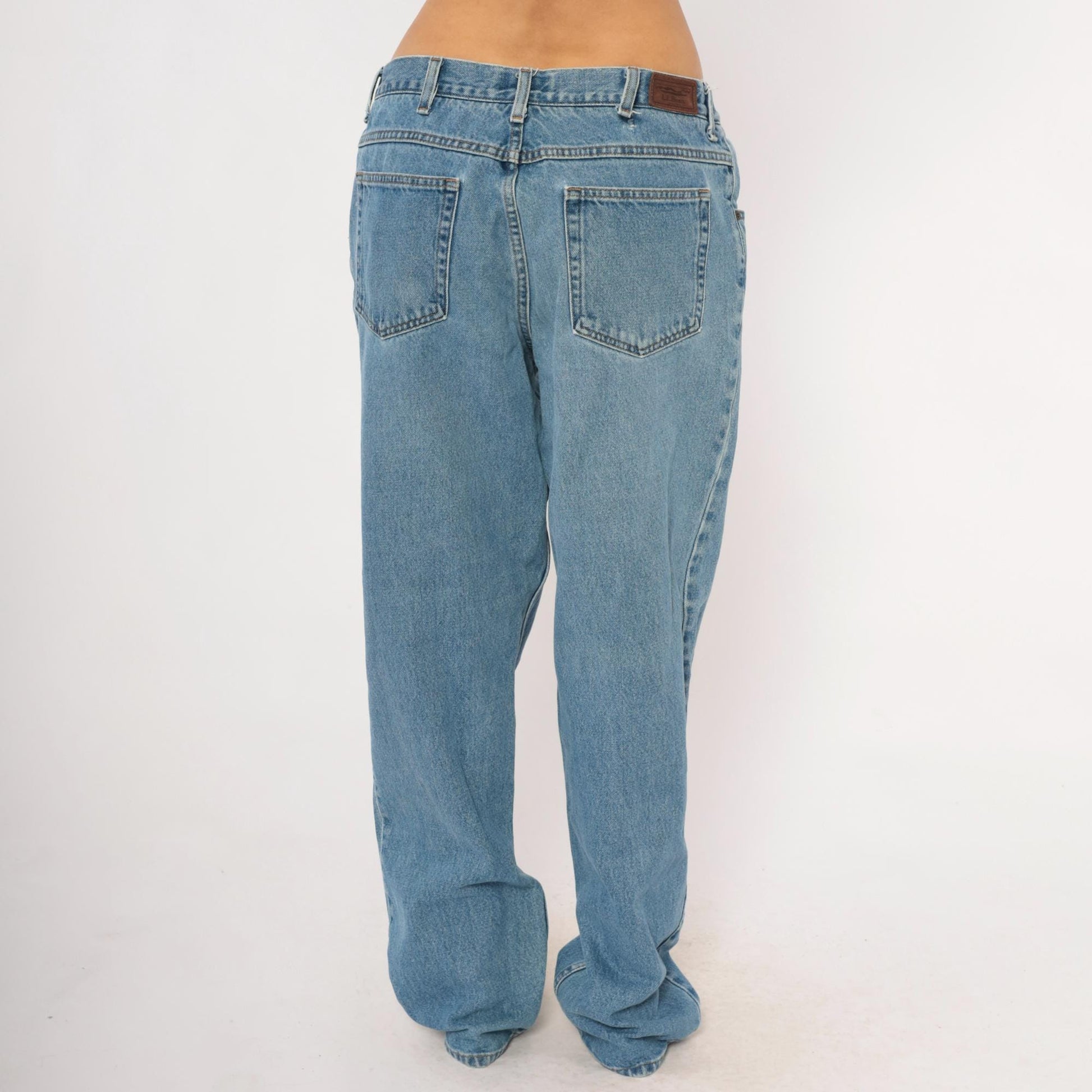 90s L.L. Bean Light Wash Straight Leg Jeans Cotton Mid Rise 34x34