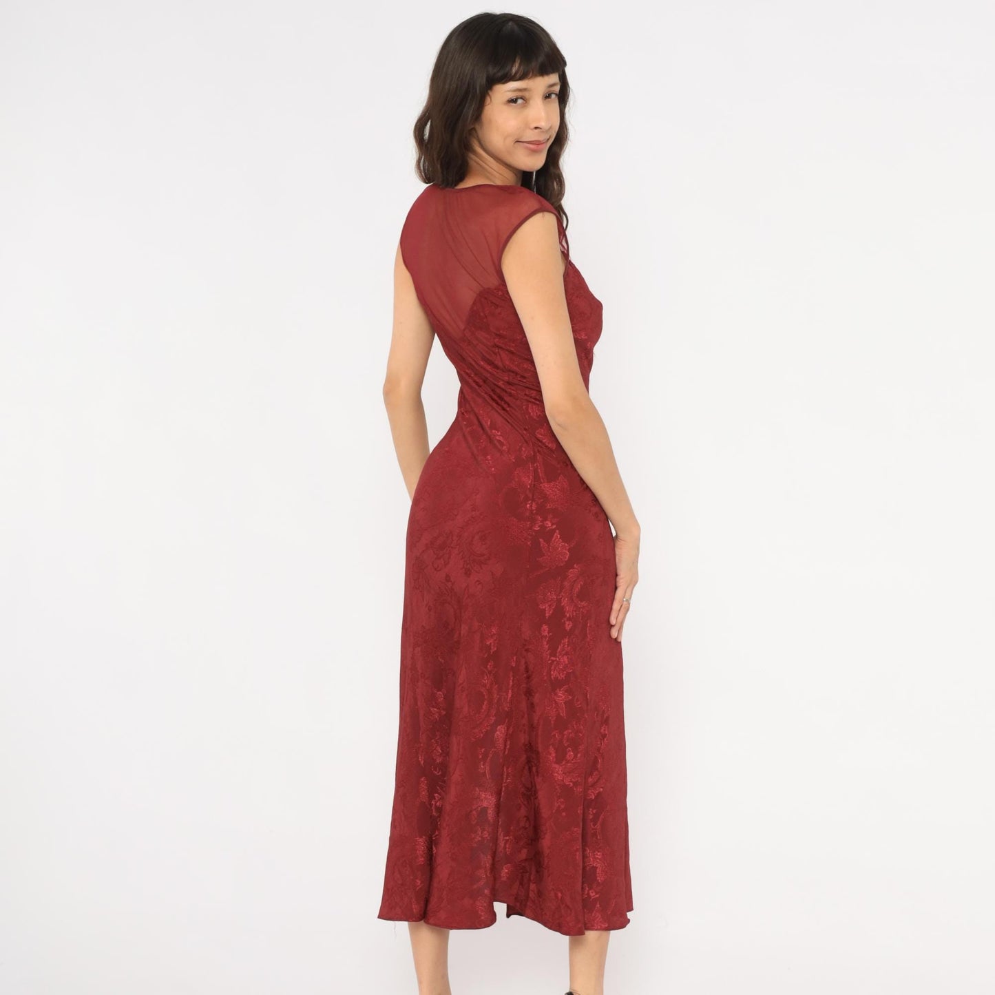90s Victoria's Secret Burgundy Velvet Slip Dress Sweetheart Neckline Small S