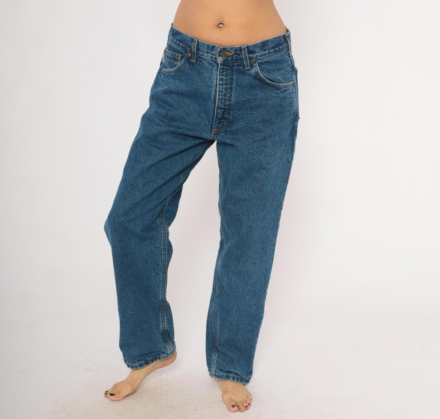 2000s Carhartt Flannel Lined Jeans Medium Wash Straight Leg Blue Denim 31x30