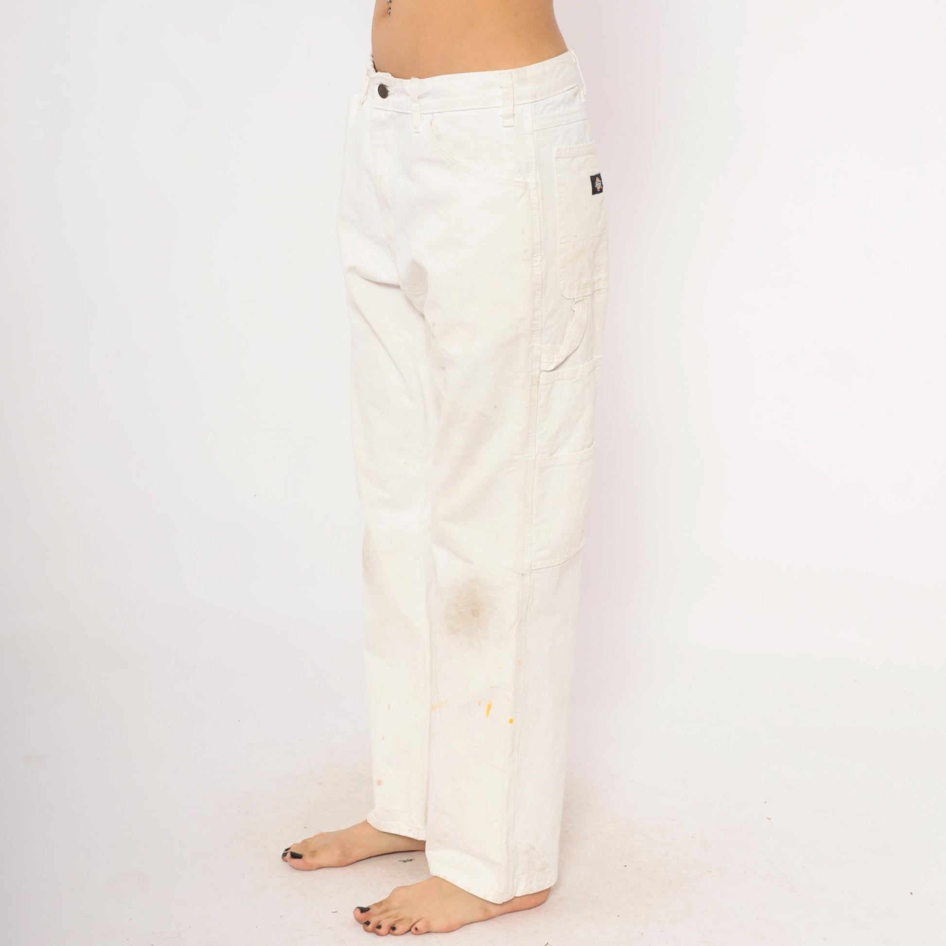 2000s Dickies Carpenter Pants White Cotton Sherwin Williams Workwear 34