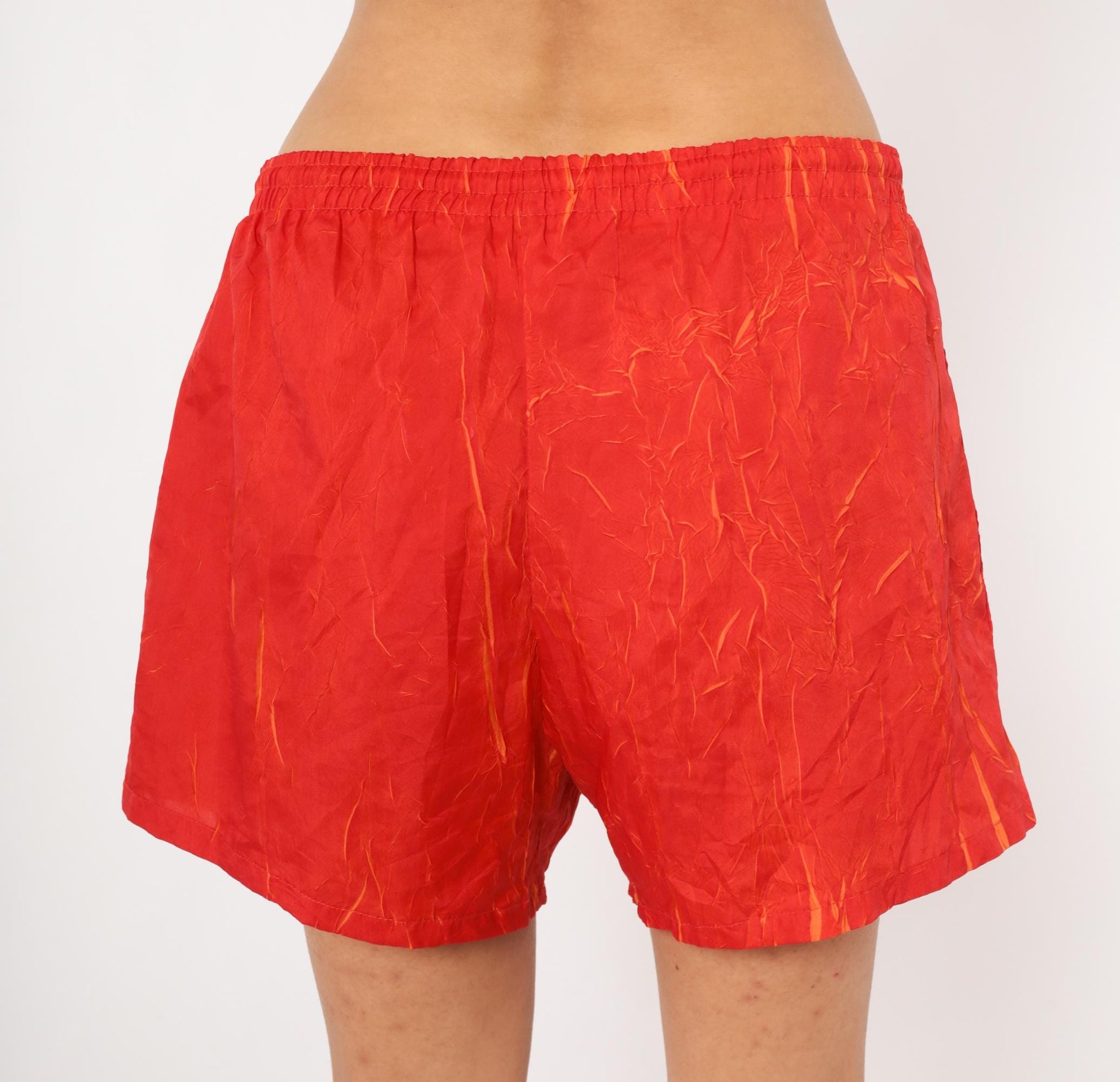 80s Summer Shades Jockey Red Orange Crinkle Athletic Shorts Medium M