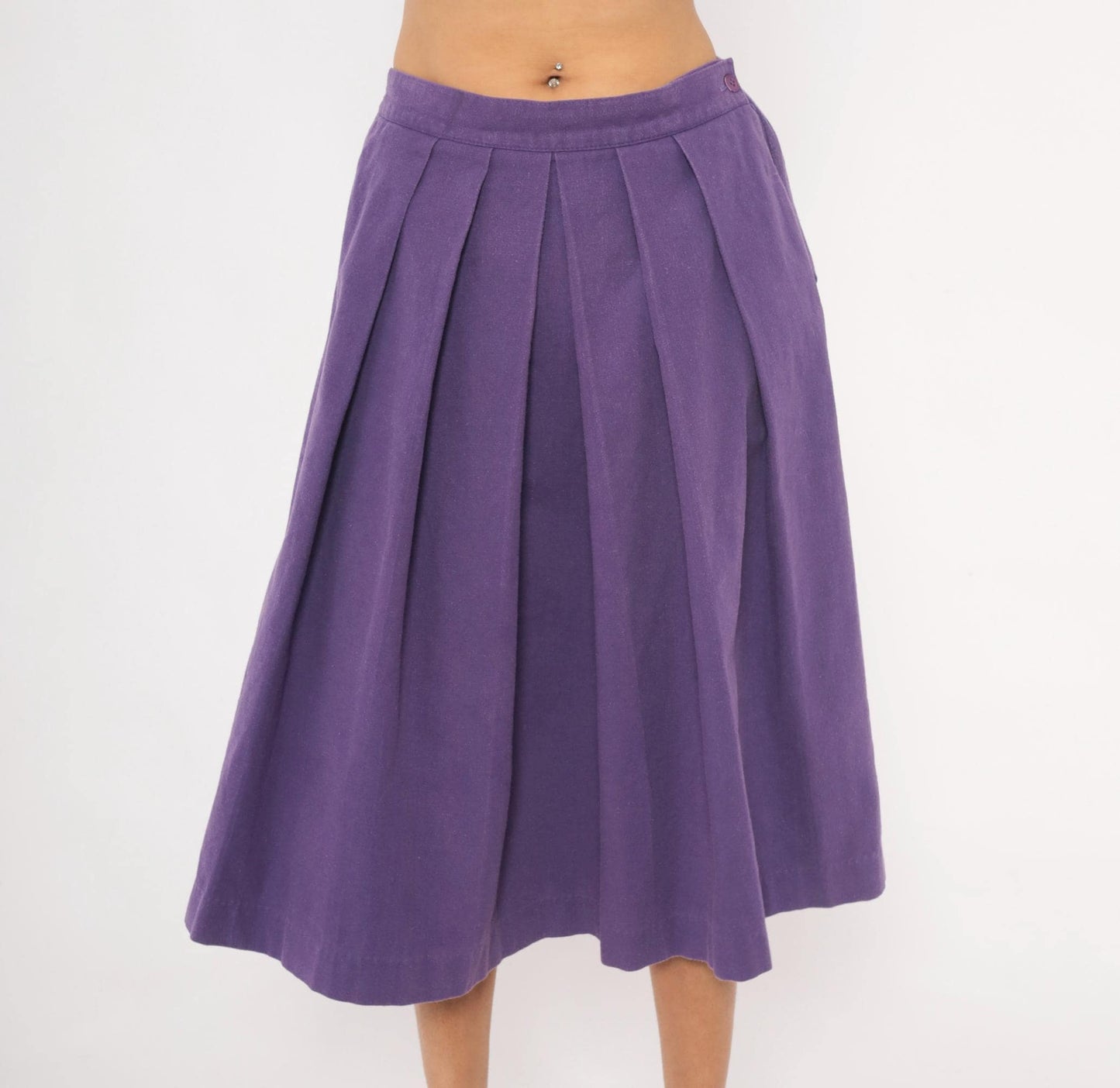 90s Hannington Boston Purple Pleated Midi Skirt Medium M