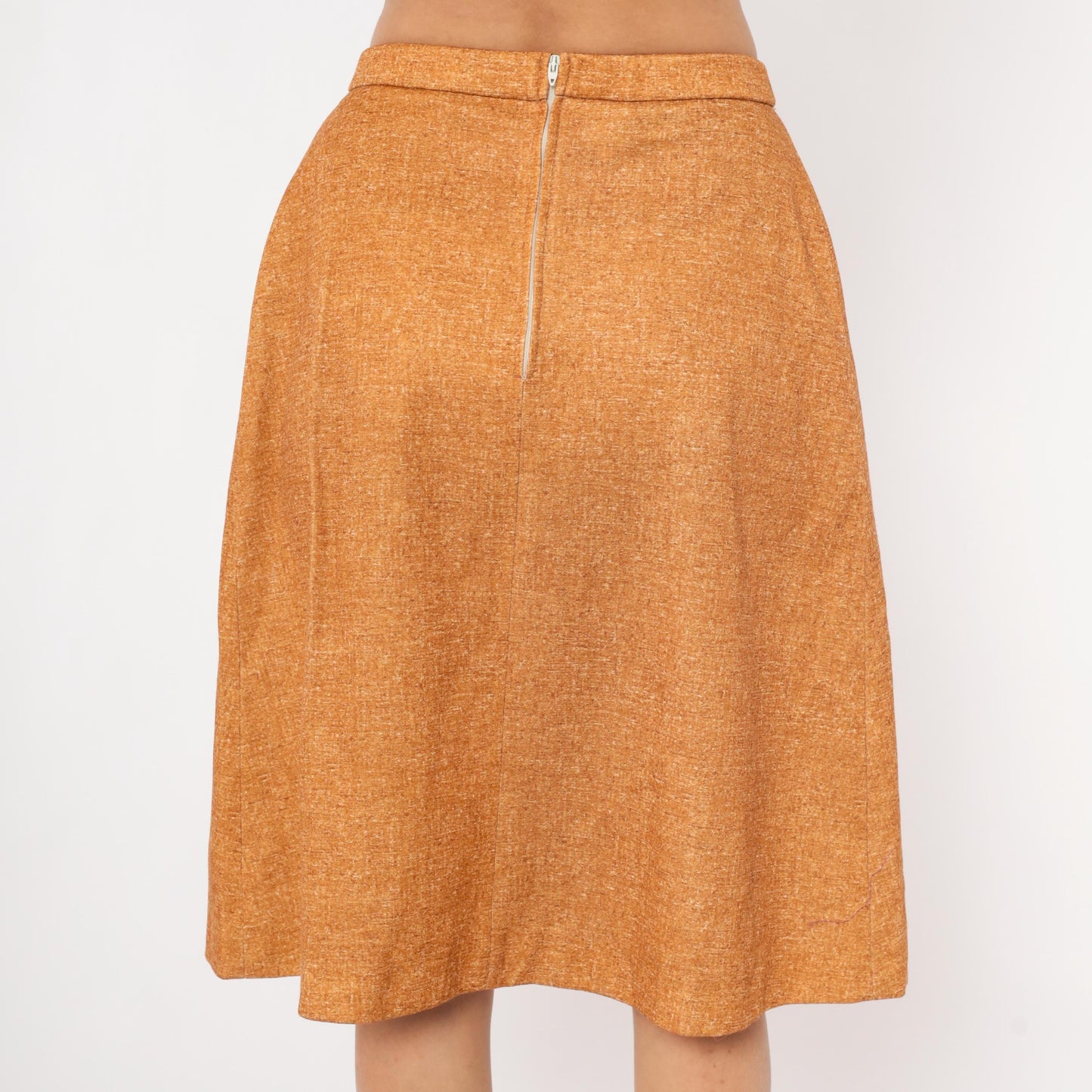 70s Perception A-Line Skirt Amber Tweed Waistband Small S