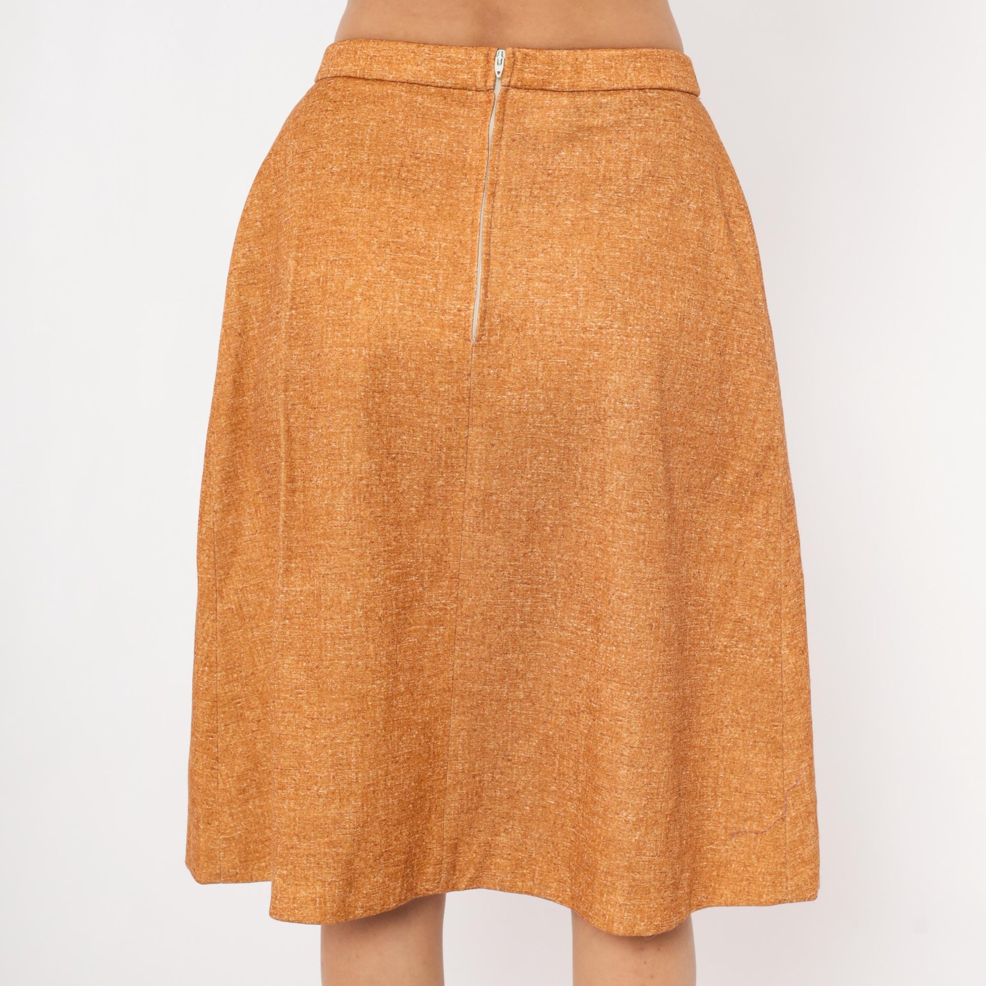 70s Perception A-Line Skirt Amber Tweed Waistband Small S