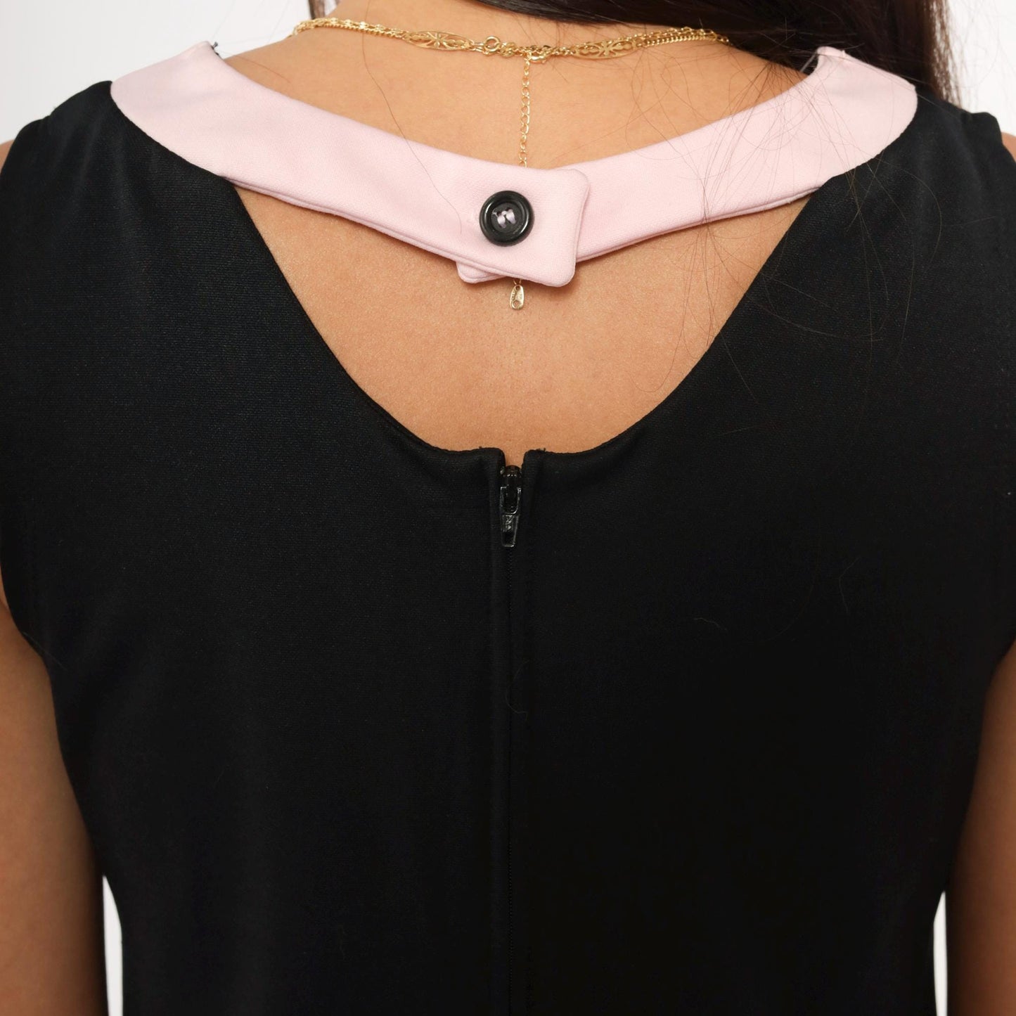 Y2K Bonnie Jean Black Pink Mod Shift Dress Colorblock Mini Small S