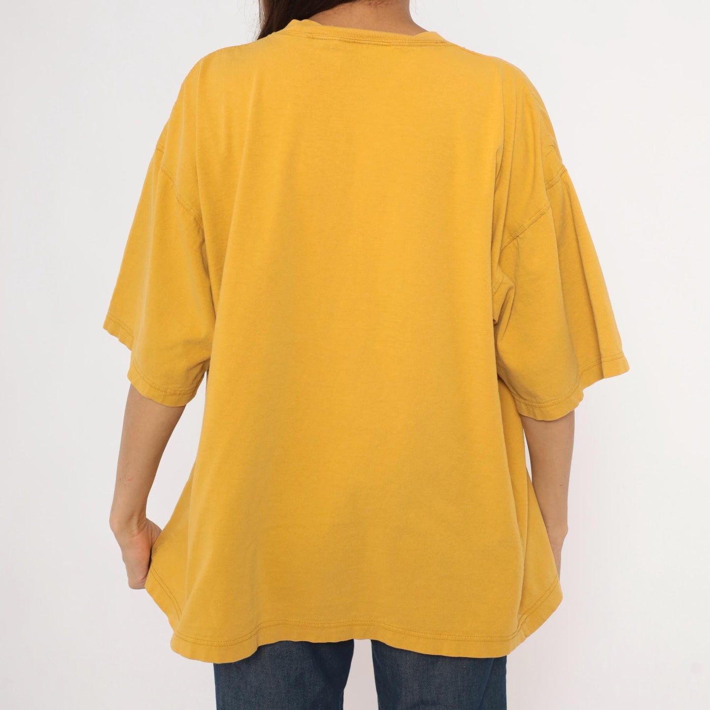 2000s American Eagle Mustard Pocket Tee Cotton Boxy Crew Large L