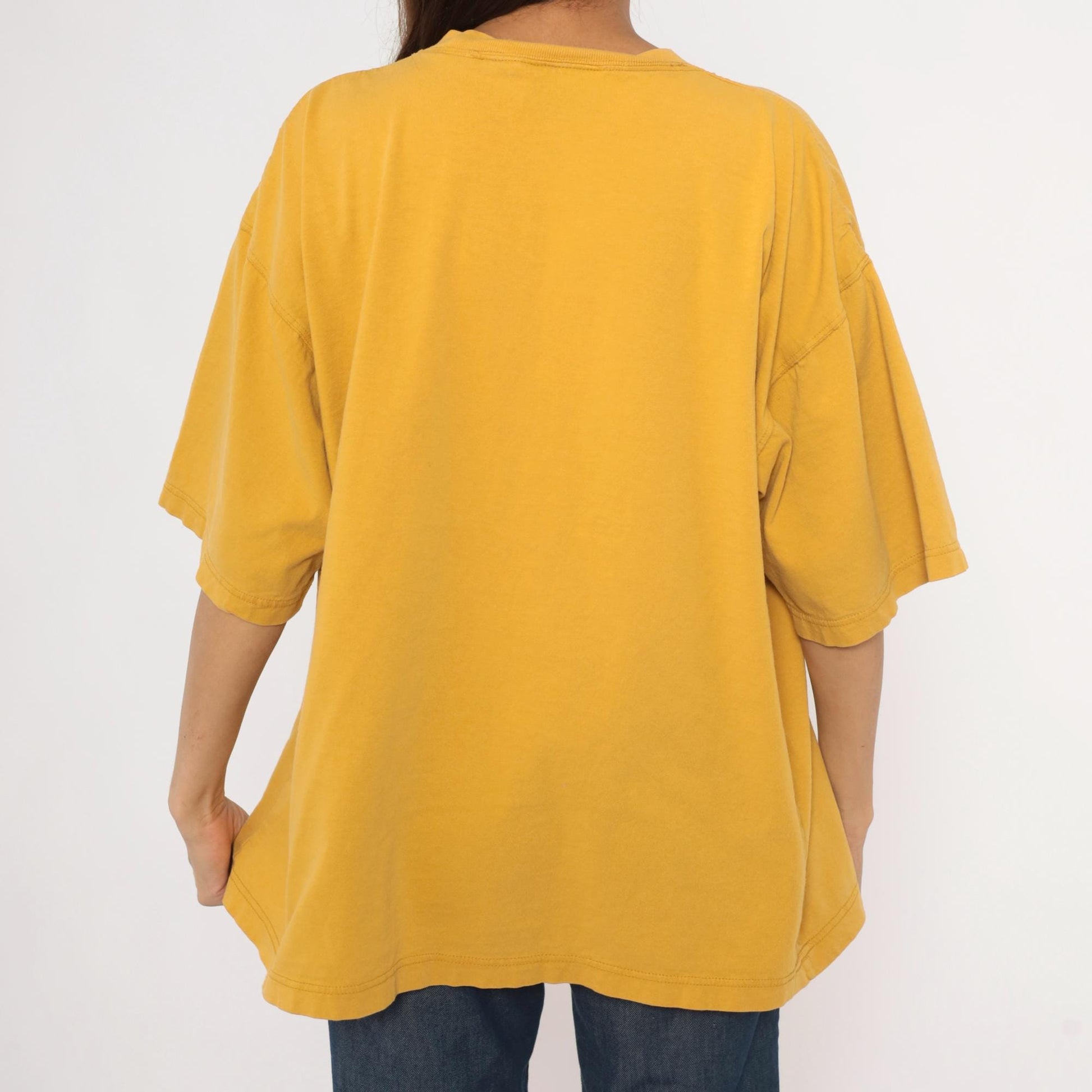 2000s American Eagle Mustard Pocket Tee Cotton Boxy Crew Large L
