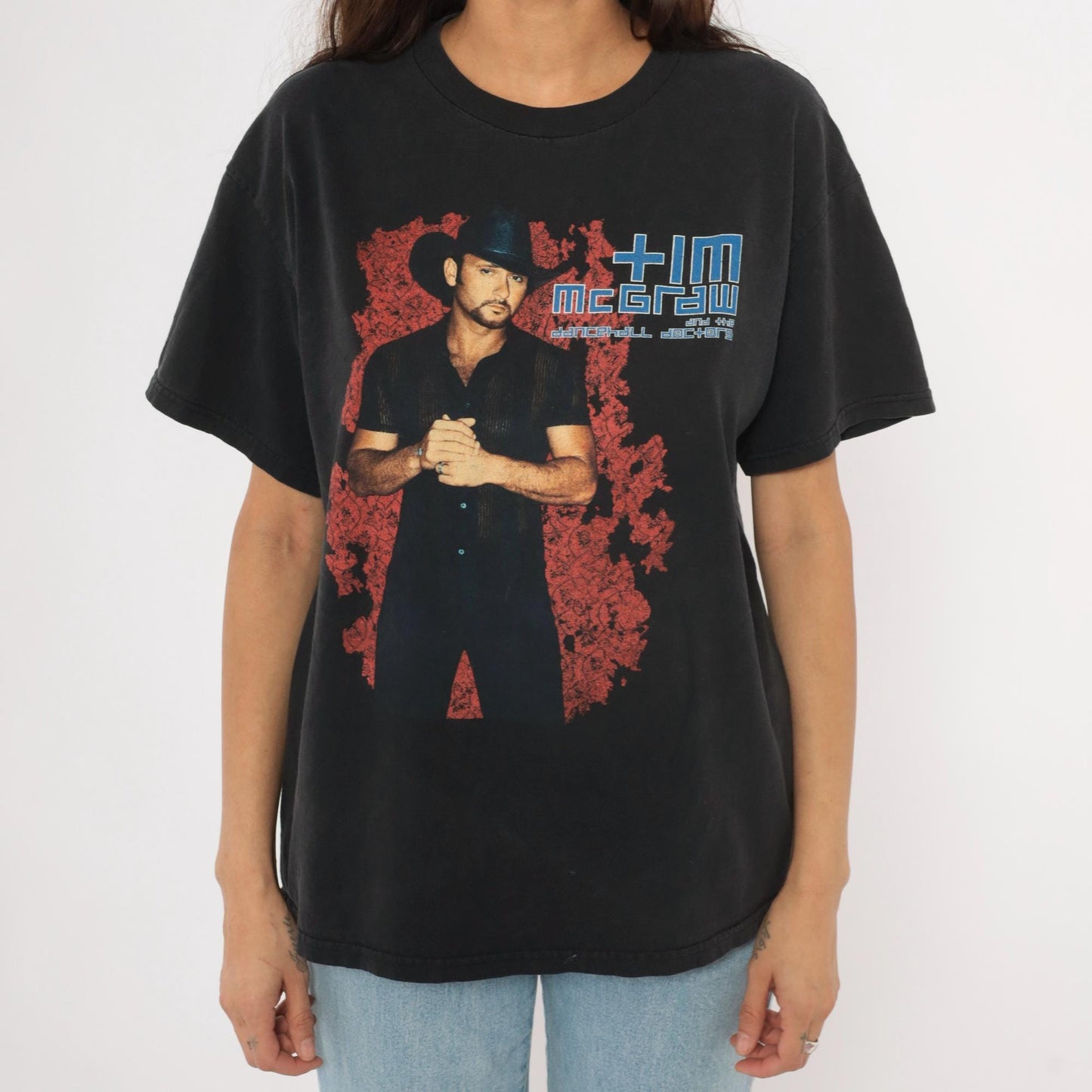 Tim McGraw Dancehall Doctors 2003 Tour Tee Black Concert Graphic Cotton Large L
