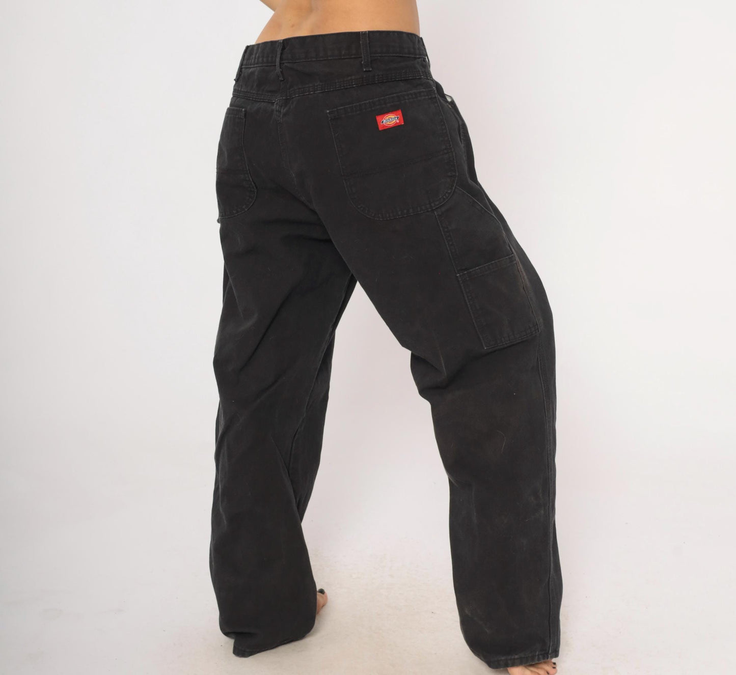 Y2K Dickies Carpenter Pants Black Cotton Canvas Relaxed Fit 40 x 30