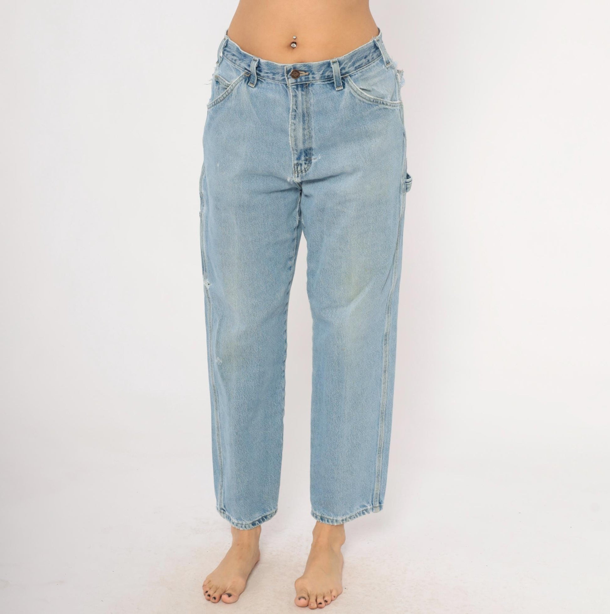Dickies Carpenter Jeans 2000s Light Wash Straight Leg Distressed Denim Small