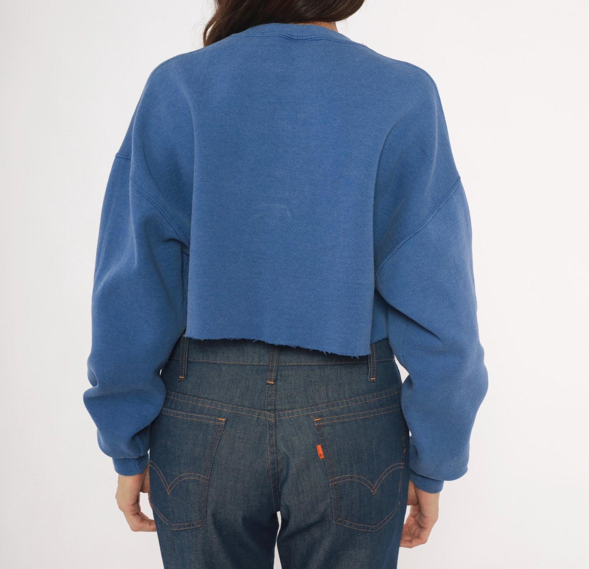 90s Jerzees Haven Hill Cropped Sweatshirt Cobalt Blue Graphic Crewneck Extra Large XL