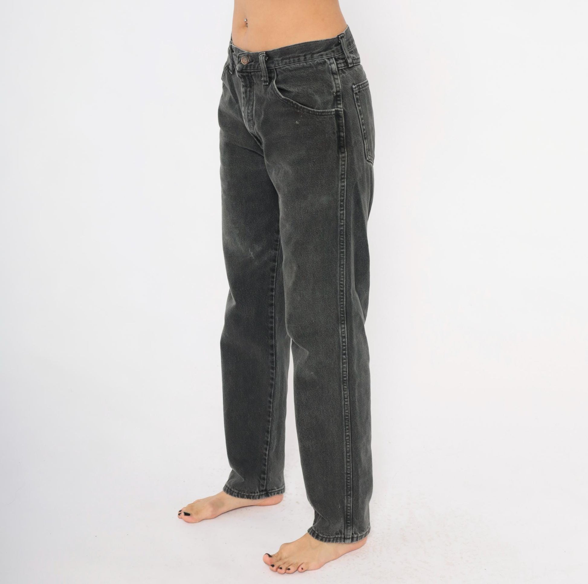 90s Rustler High-Waist Straight Leg Jeans Faded Black Denim Medium