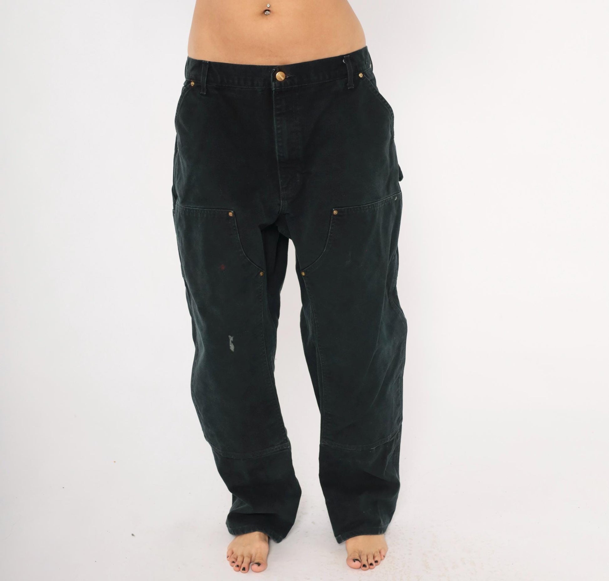 Carhartt Double Knee Canvas Carpenter Pants Black 38x29