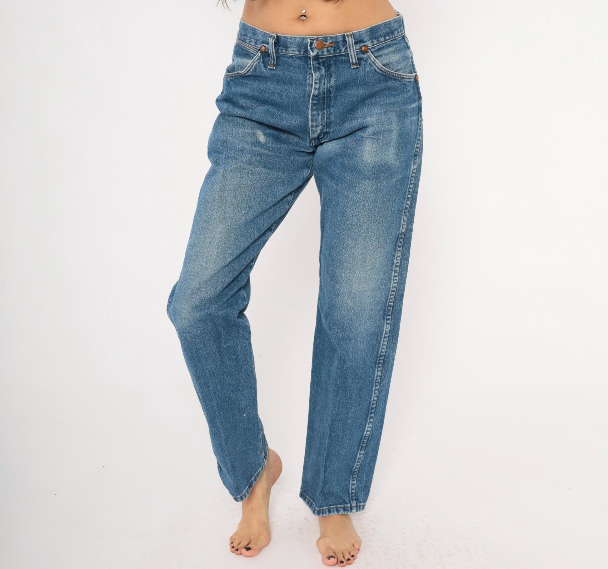 90s Wrangler Cowboy Cut Jeans Straight Leg Medium Wash High Rise Small