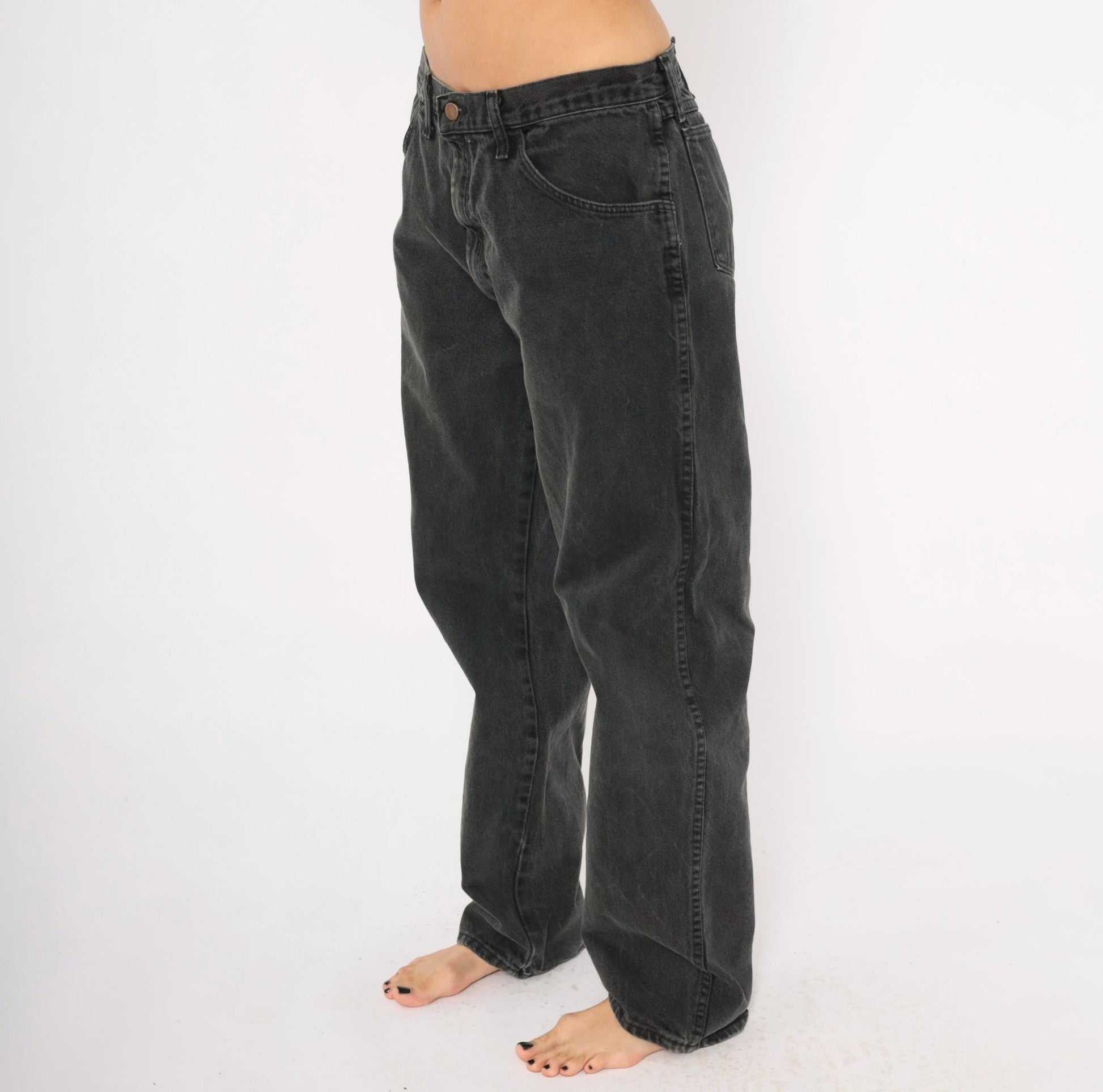 90s Rustler Faded Black High Rise Straight Leg Jeans 36x32