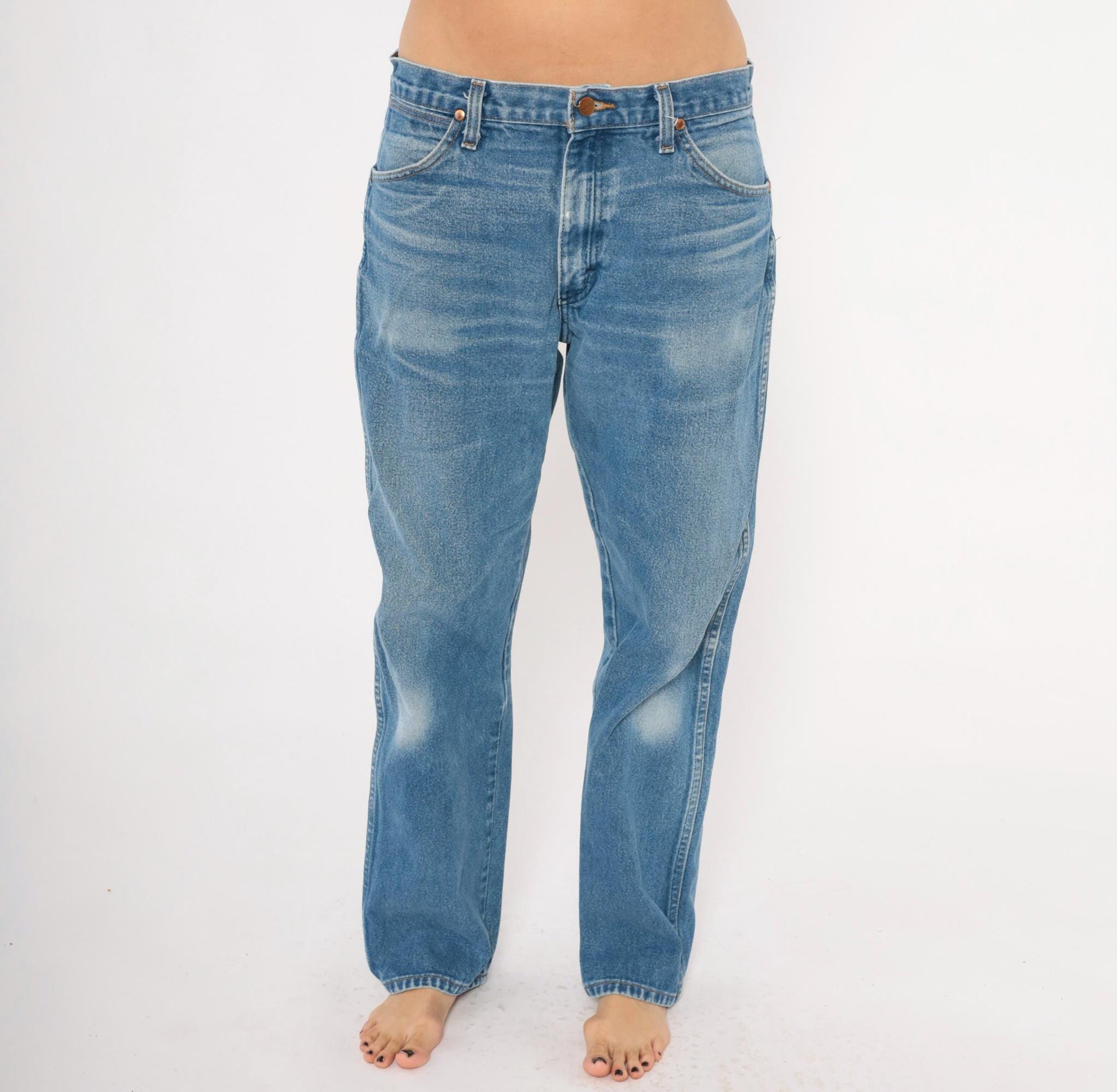 90s Wrangler Cowboy Cut Straight Leg Jeans Medium Wash Cotton 34x31