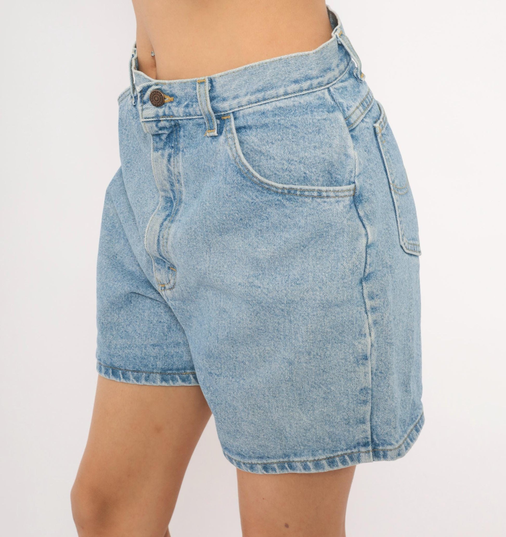 90s Lee Light Wash Denim Shorts High Rise Relaxed Fit Women's 30