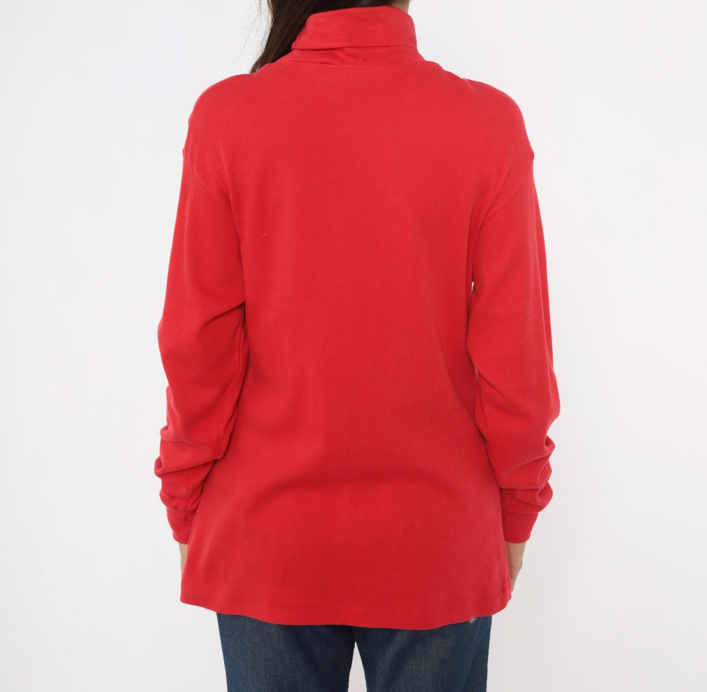 90s The Eagle's Eye Red Turtleneck Cotton Pullover Tunic Large XL