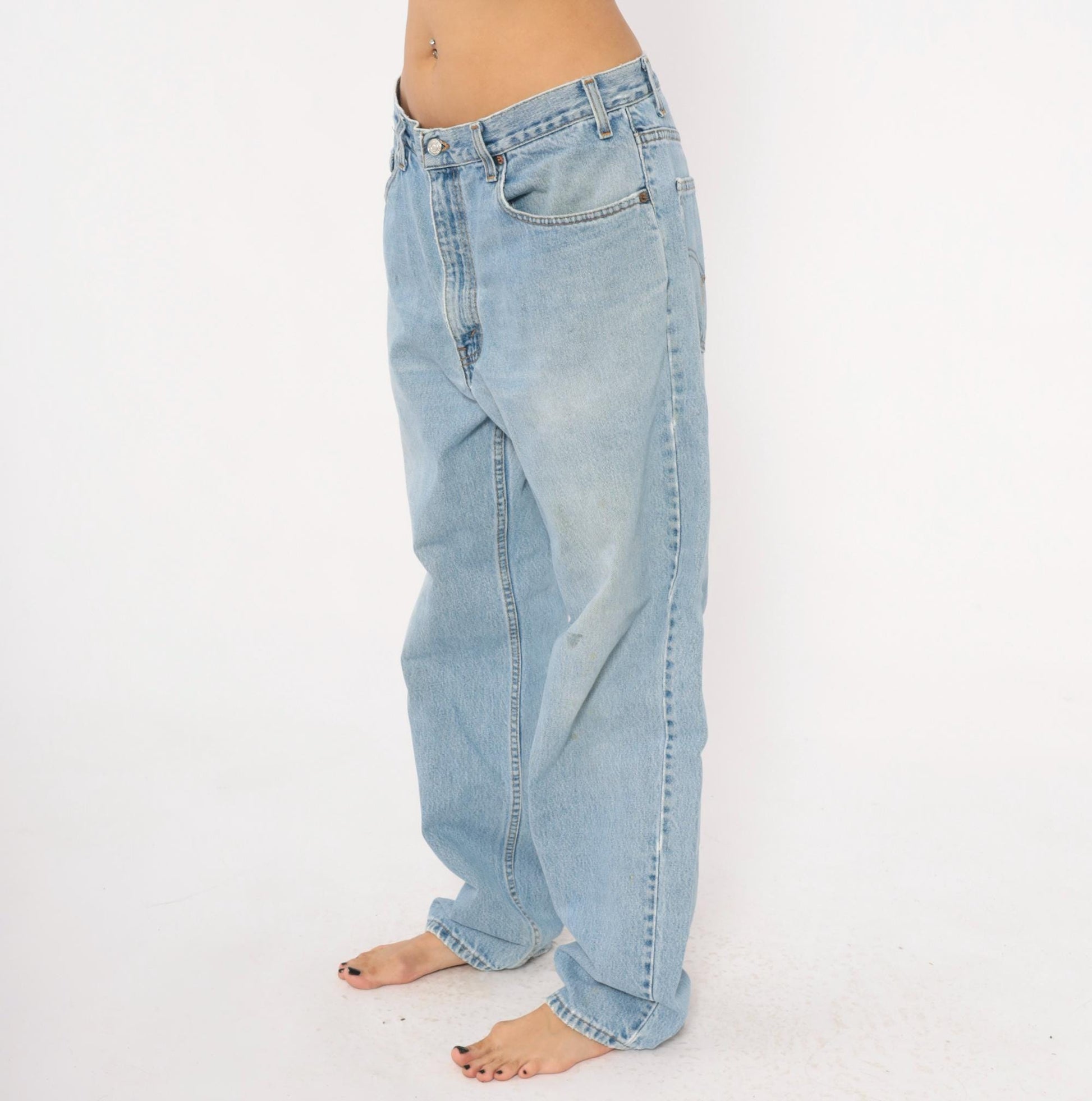 Levi's 550 Light Stonewash Denim Jeans 90s Relaxed Straight Leg High Waist 38x32