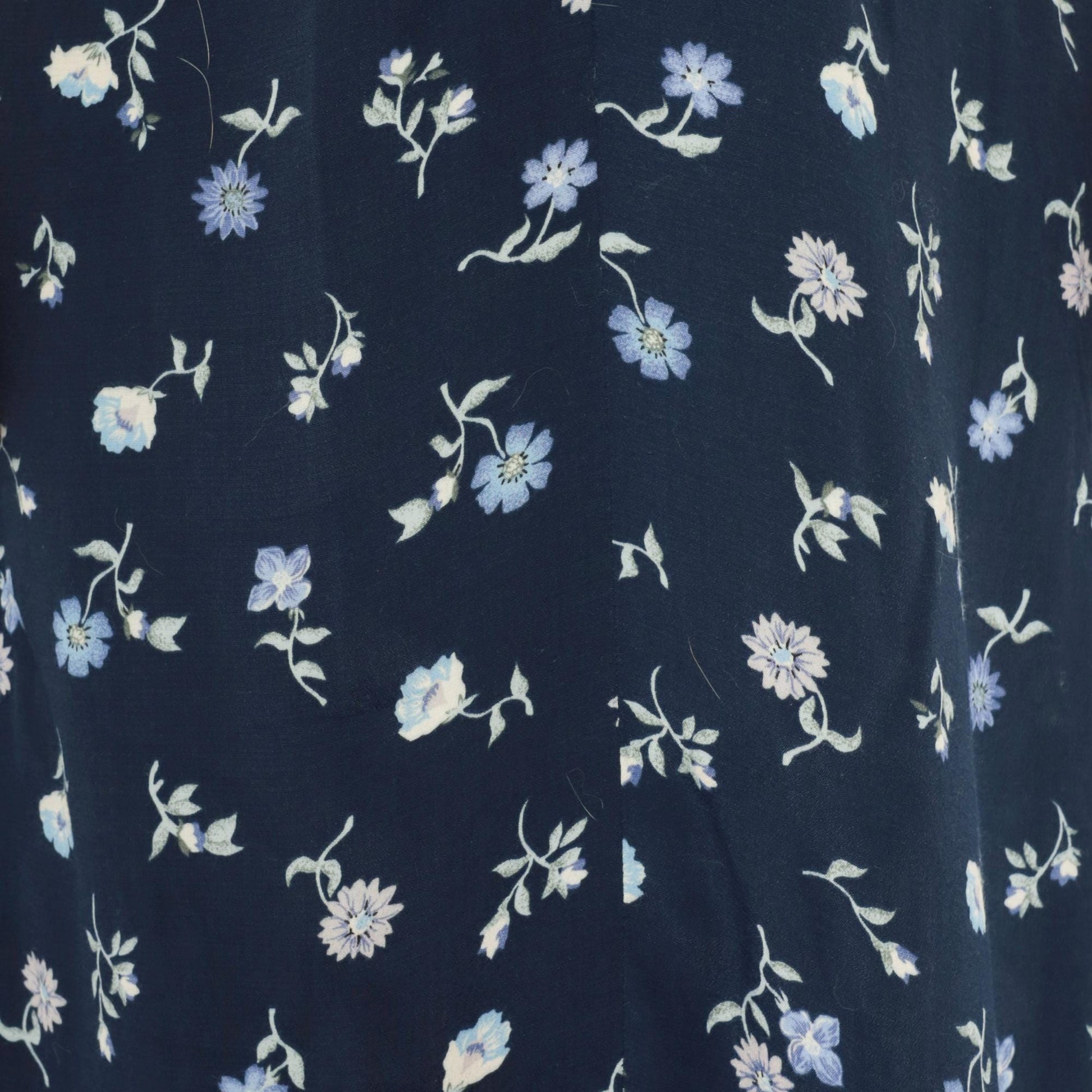 90s Express Denim Floral Maxi Dress Navy Empire Waist Button Front Small