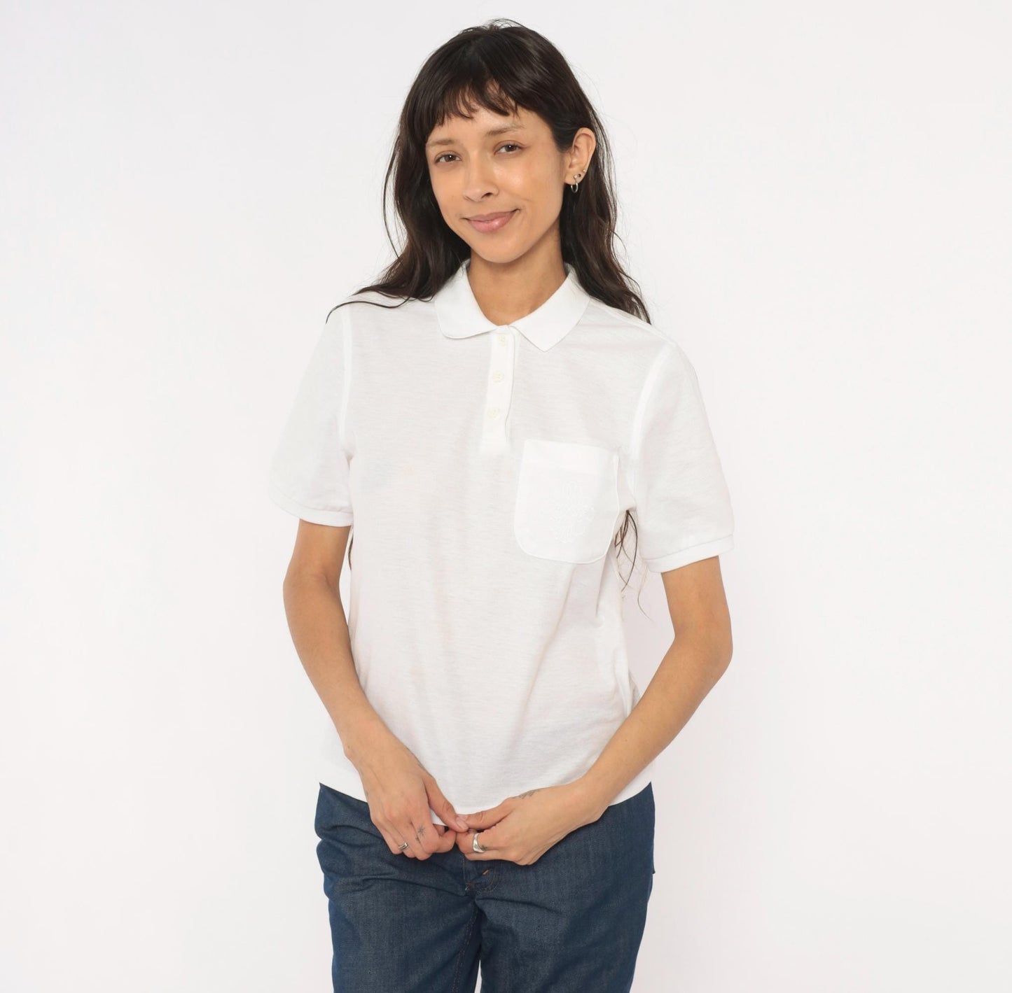 80s Lily's of Beverly Hills White Polo Shirt Embroidered Monogram Small