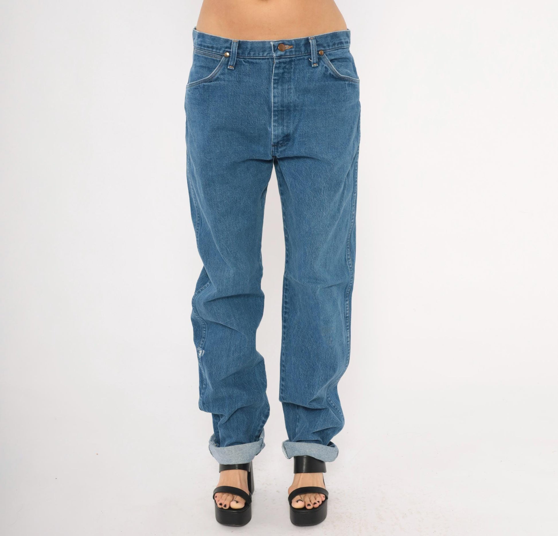 Wrangler Cowboy Cut Jeans 2000s Medium Wash Straight Leg Cotton 35x36