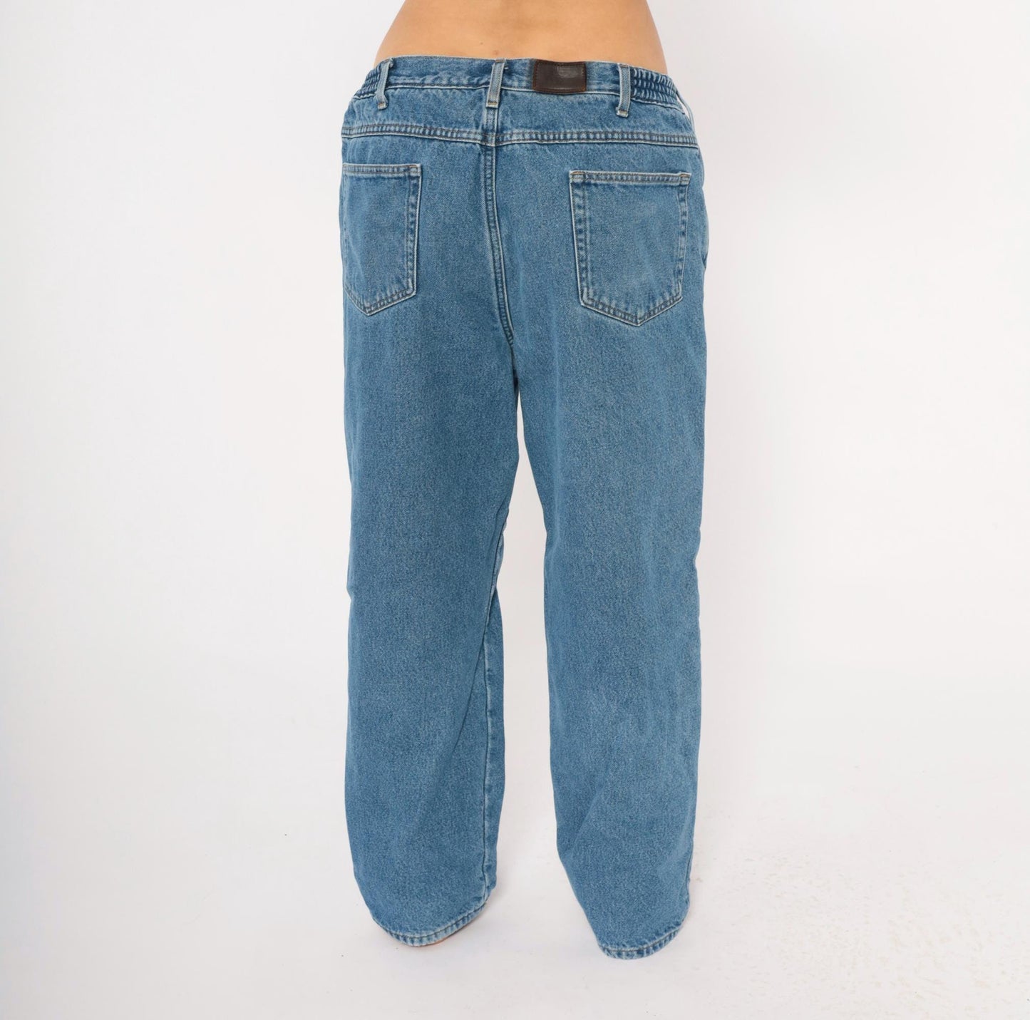 90s L.L.Bean Stonewash Denim Jeans Straight Leg Relaxed Fit Blue 36x29