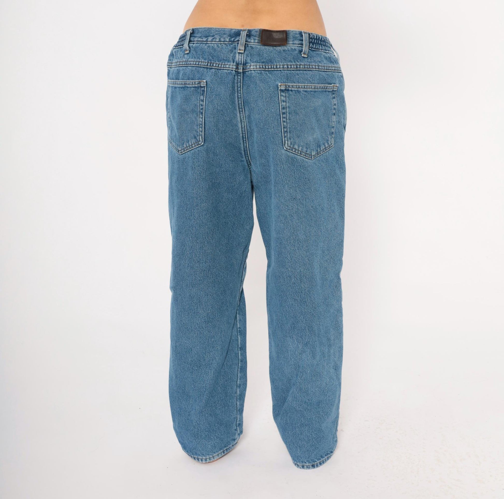 90s L.L.Bean Stonewash Denim Jeans Straight Leg Relaxed Fit Blue 36x29