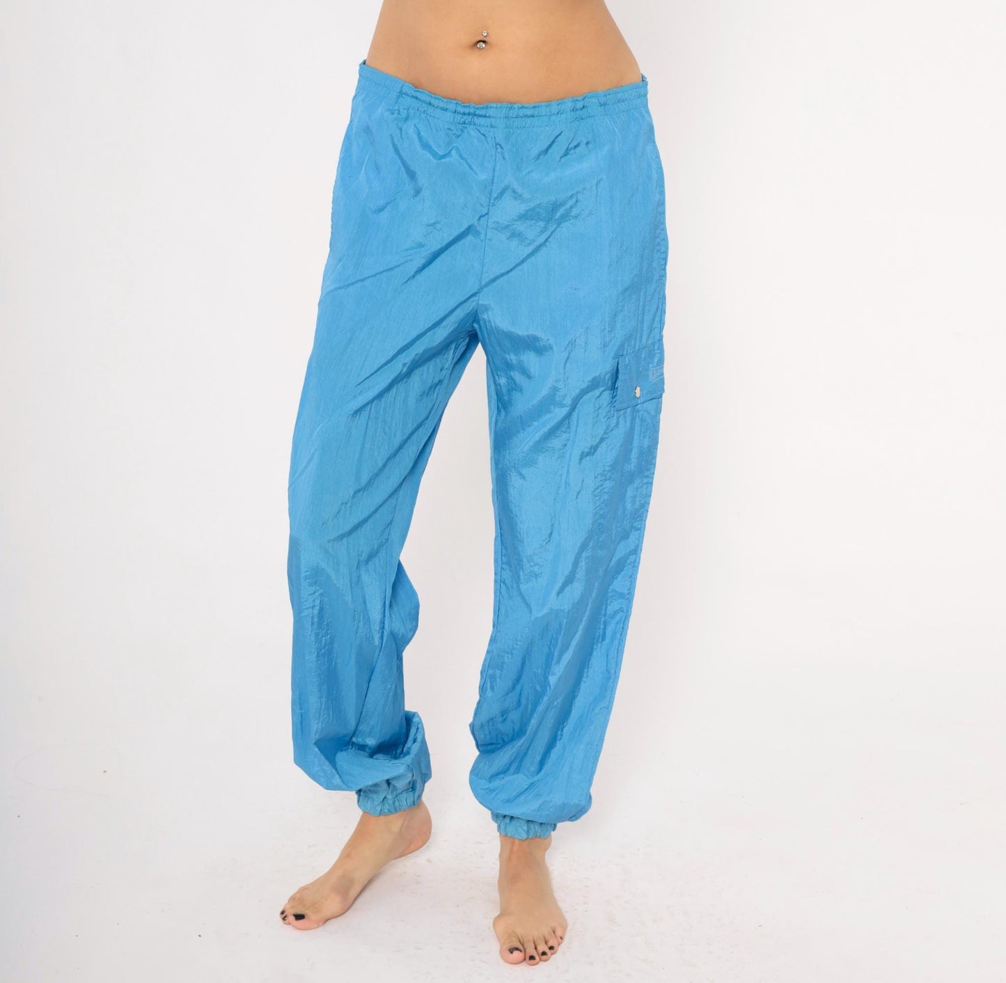 90s Converse Windbreaker Track Pants Sky Blue Nylon Large L