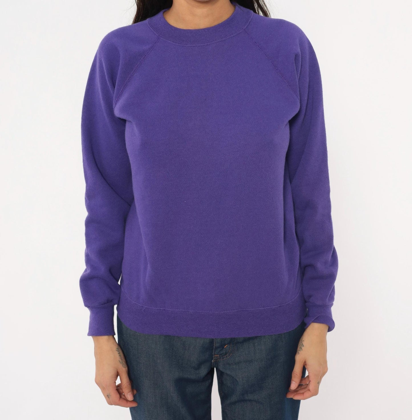 90s Hanes Sport Purple Crewneck Sweatshirt Raglan Sleeve Small S