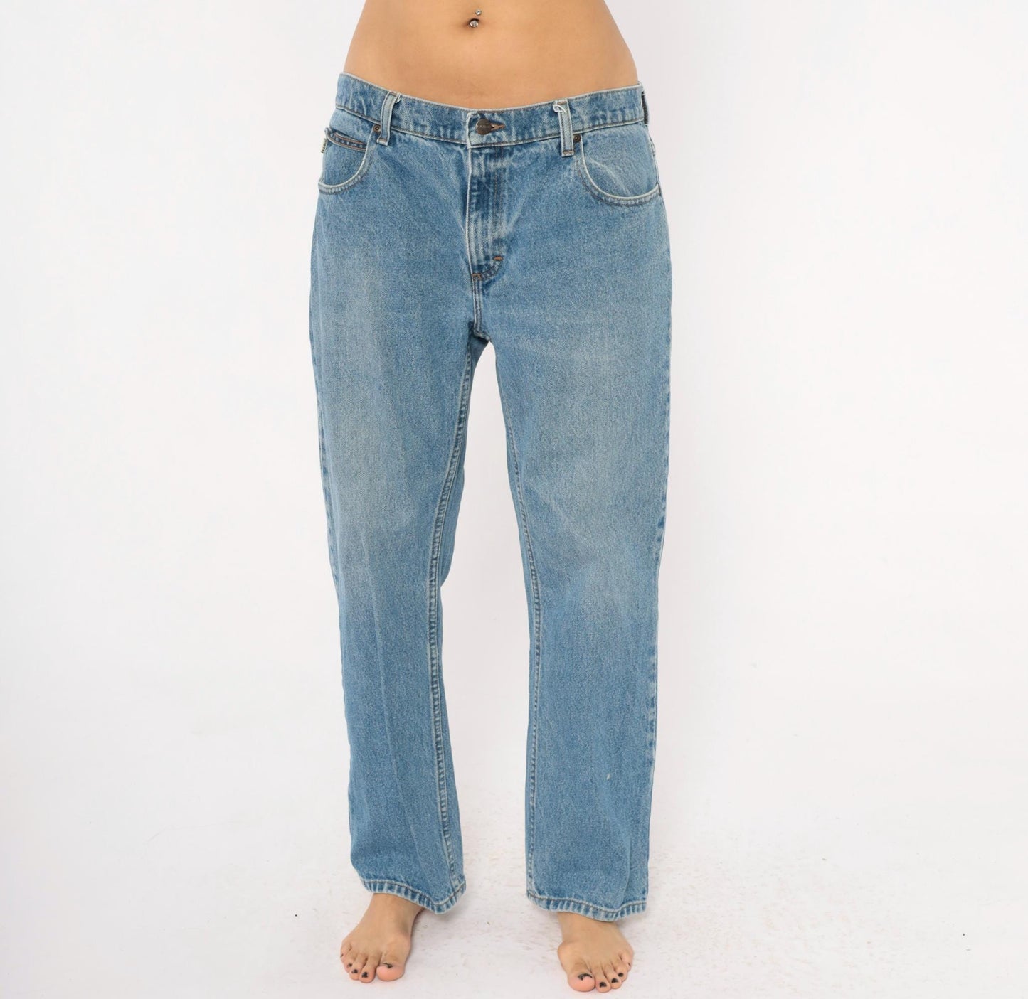 L.L. Bean Straight Leg Jeans 90s Medium Wash Denim Blue Cotton 35x29